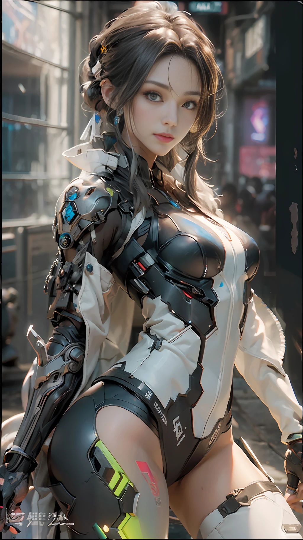 ((Best quality)), ((masterpiece)), (detailed:1.4), 3D, an image of a beautiful cyberpunk female,HDR (High Dynamic Range),Ray Tracing,NVIDIA RTX,Super-Resolution,Unreal 5,Subsurface tering,PBR Texturing,Post-processing,Anisotropic Filtering,Depth-of-field,Maximum clarity and sharpness,Multi-layered textures,Albedo and Specular maps,Surface shading,Accurate simulation of light-material intefect proportions,Octane Render,Two-tone lighting,Wide aperture,Low ISO,White balance,Rule of thirds,8K RAW,