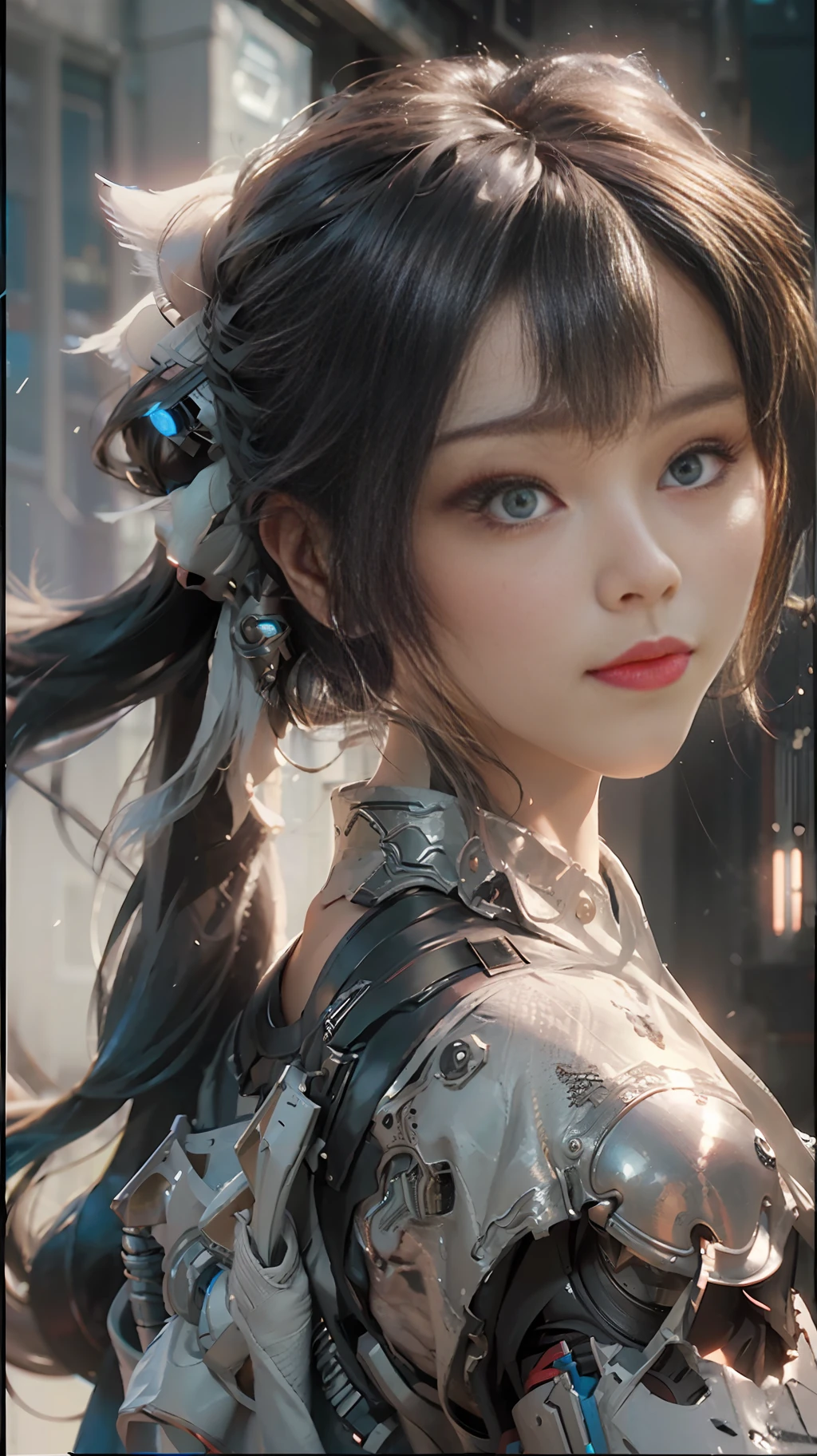 ((Best quality)), ((masterpiece)), (detailed:1.4), 3D, an image of a beautiful cyberpunk female,HDR (High Dynamic Range),Ray Tracing,NVIDIA RTX,Super-Resolution,Unreal 5,Subsurface scattering,PBR Texturing,Post-processing,Anisotropic Filtering,Depth-of-field,Maximum clarity and sharpness,Multi-layered textures,Albedo and Specular maps,Surface shading,Accurate simulation of light-material interaction,Perfect proportions,Octane Render,Two-tone lighting,Wide aperture,Low ISO,White balance,Rule of thirds,8K RAW,