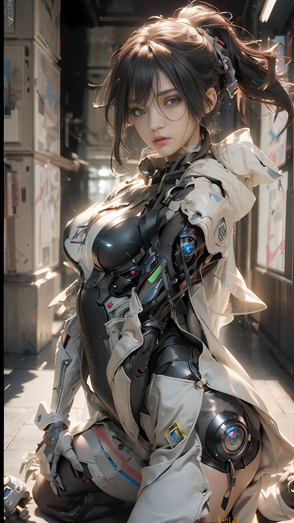 ((Best quality)), ((masterpiece)), (detailed:1.4), 3D, an image of a beautiful cyberpunk female,HDR (High Dynamic Range),Ray Tracing,NVIDIA RTX,Super-Resolution,Unreal 5,Subsurface scattering,PBR Texturing,Post-processing,Anisotropic Filtering,Depth-of-field,Maximum clarity and sharpness,Multi-layered textures,Albedo and Specular maps,Surface shading,Accurate simulation of light-material interaction,Perfect proportions,Octane Render,Two-tone lighting,Wide aperture,Low ISO,White balance,Rule of thirds,8K RAW,