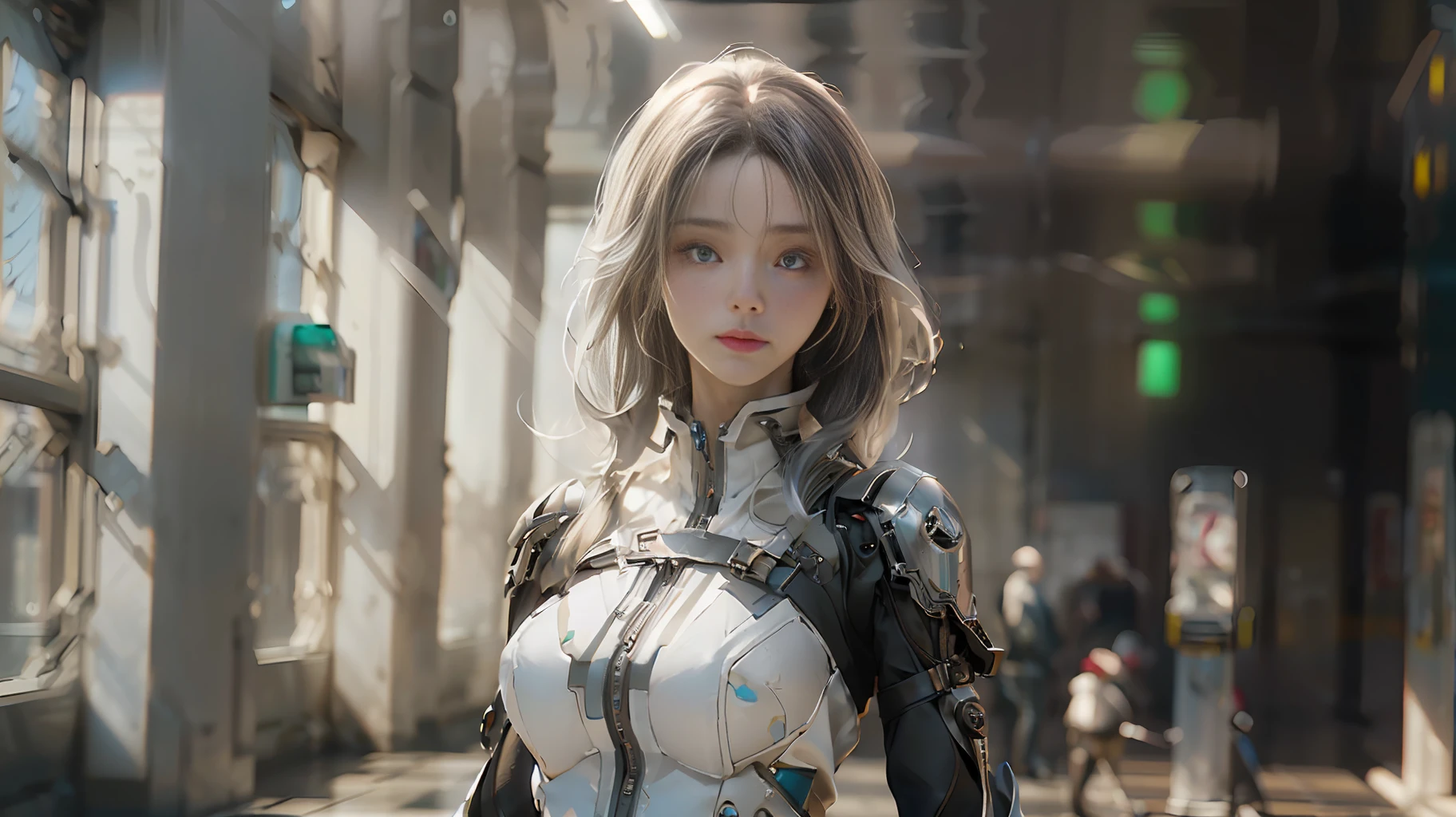 ((Best quality)), ((masterpiece)), (detailed:1.4), 3D, an image of a beautiful cyberpunk female,HDR (High Dynamic Range),Ray Tracing,NVIDIA RTX,Super-Resolution,Unreal 5,Subsurface scattering,PBR Texturing,Post-processing,Anisotropic Filtering,Depth-of-field,Maximum clarity and sharpness,Multi-layered textures,Albedo and Specular maps,Surface shading,Accurate simulation of light-material interaction,Perfect proportions,Octane Render,Two-tone lighting,Wide aperture,Low ISO,White balance,Rule of thirds,8K RAW,
