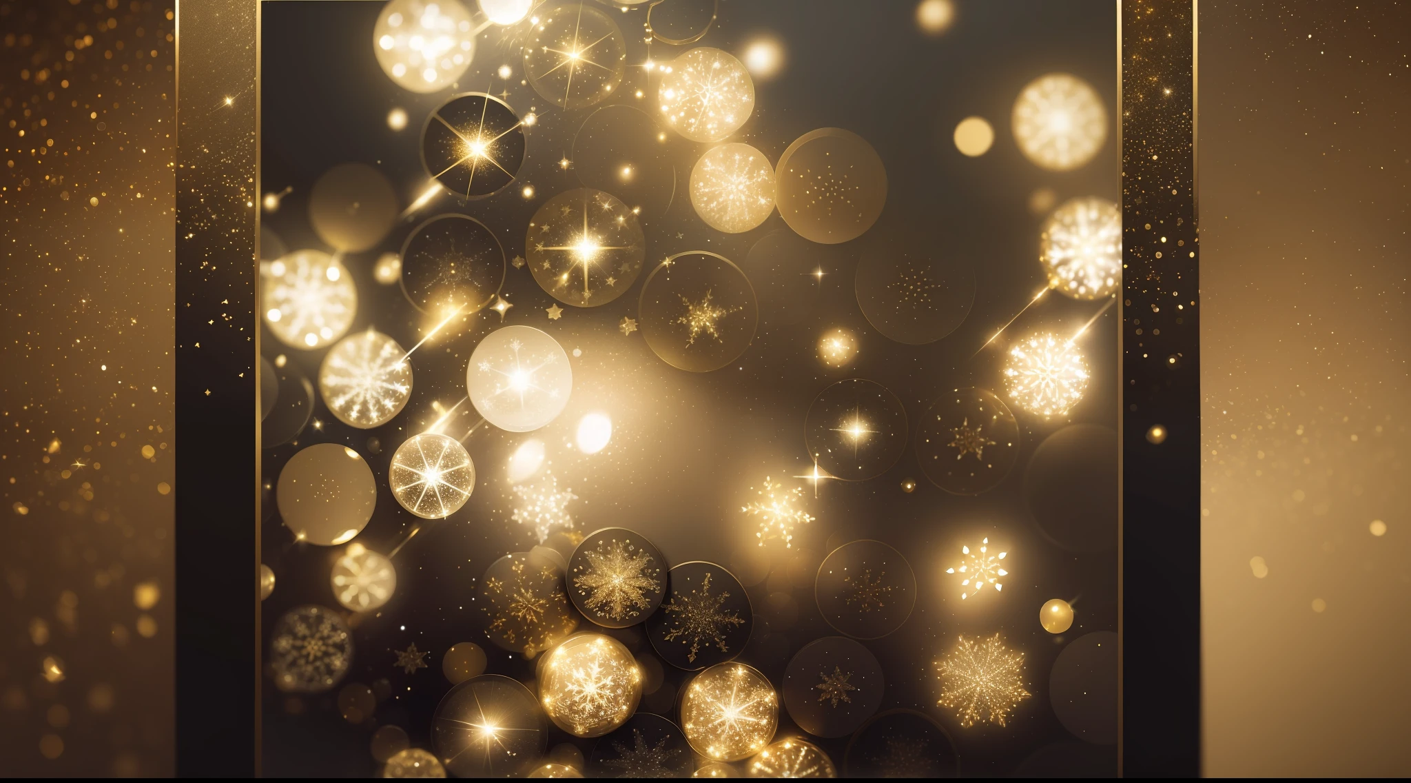 (extremely detailed image with abstract glitter lights in gold and black, banner-styled with de-focused background)
