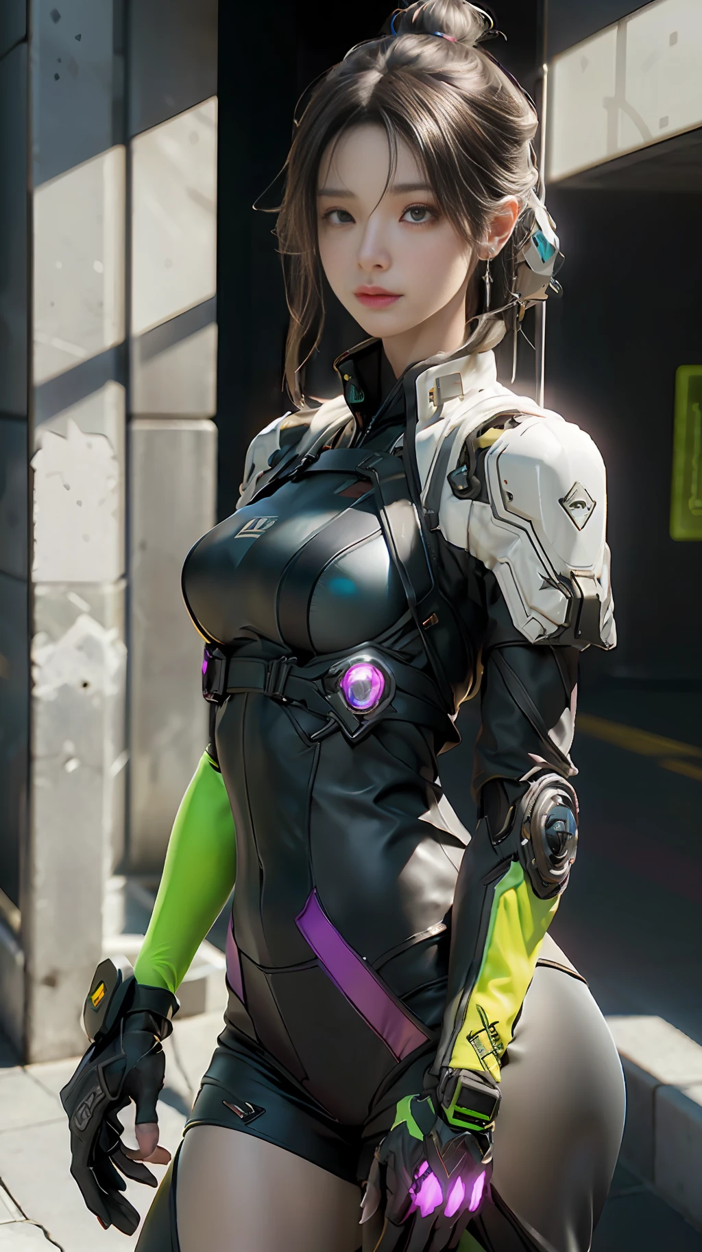 ((Best quality)), ((masterpiece)), (detailed:1.4), 3D, an image of a beautiful cyberpunk female,HDR (High Dynamic Range),Ray Tracing,NVIDIA RTX,Super-Resolution,Unreal 5,Subsurface scattering,PBR Texturing,Post-processing,Anisotropic Filtering,Depth-of-field,Maximum clarity and sharpness,Multi-layered textures,Albedo and Specular maps,Surface shading,Accurate simulation of light-material interaction,Perfect proportions,Octane Render,Two-tone lighting,Wide aperture,Low ISO,White balance,Rule of thirds,8K RAW,