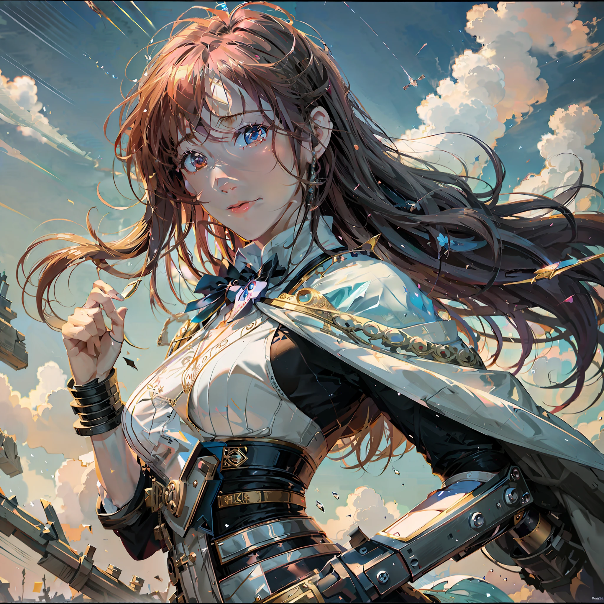 anime girl with long hair and a cape holding a sword, 2. 5 d cgi anime fantasy artwork, anime fantasy artwork, detailed digital anime art, beautiful character painting, anime fantasy illustration, 4k highly detailed digital art, fanart best artstation, stunning character art, guweiz on artstation pixiv, artwork in the style of guweiz