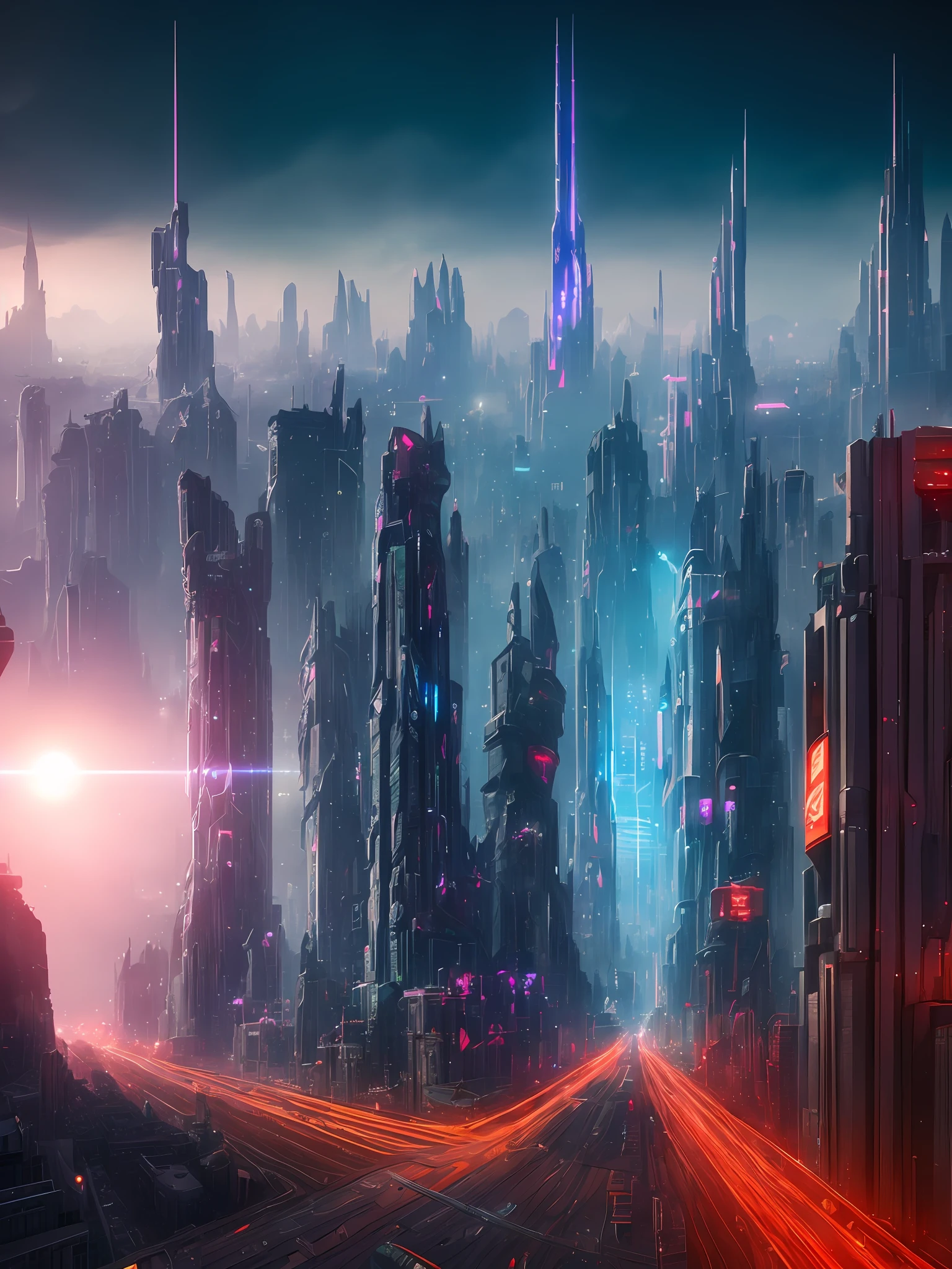 (highly detailed:1.2),(best quality:1.2),(8k:1.0),(emb-rrf-low:1.0),sharp focus,(award-winning photograph:1.2), (subsurface scattering:1.1), Futuristic cityscape with towering skyscrapers, neon-lit streets, flying cars, holographic billboards, and a full moon backdrop, by Robert Broomfield, 3D art, photorealistic, hyper-detailed, dystopian, trending on ArtStation, cinematic lighting, sci-fi, and fantasy.