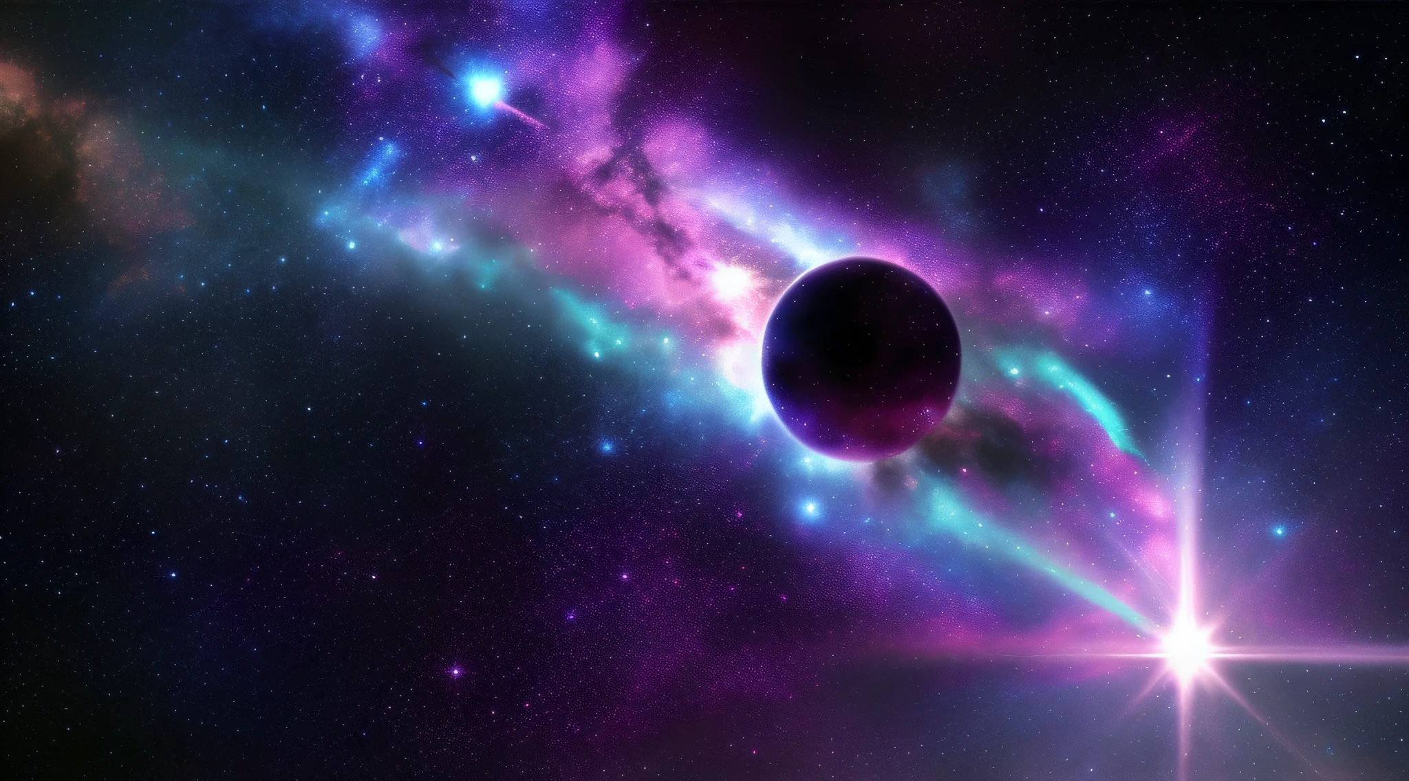 anime-style drawing, realistic outer space, anime black holes, anime-style colored nebulae, jotaro kujo reflecting in the center, jotaro kujo interacting with nebulae, ultra detailed, with details of outer space, with high resolution, laser, vibrant colors, saturated colors, blur in the background