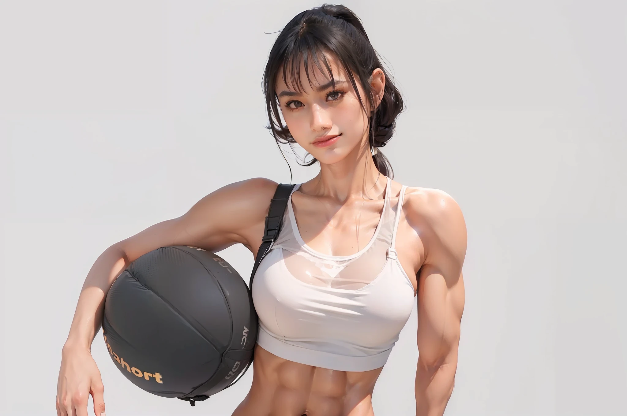 (athletic woman:1.5),(tight abs:1.3),(muscular physique:1.2),(tan skin:1.1),(outdoor shot:1.3),(dynamic pose:1.2),(toned arms:1.1),(black sports bra),(black shorts),(aesthetic background:1.2),(dramatic light and shadow:1.3),(low angle shot:1.1)