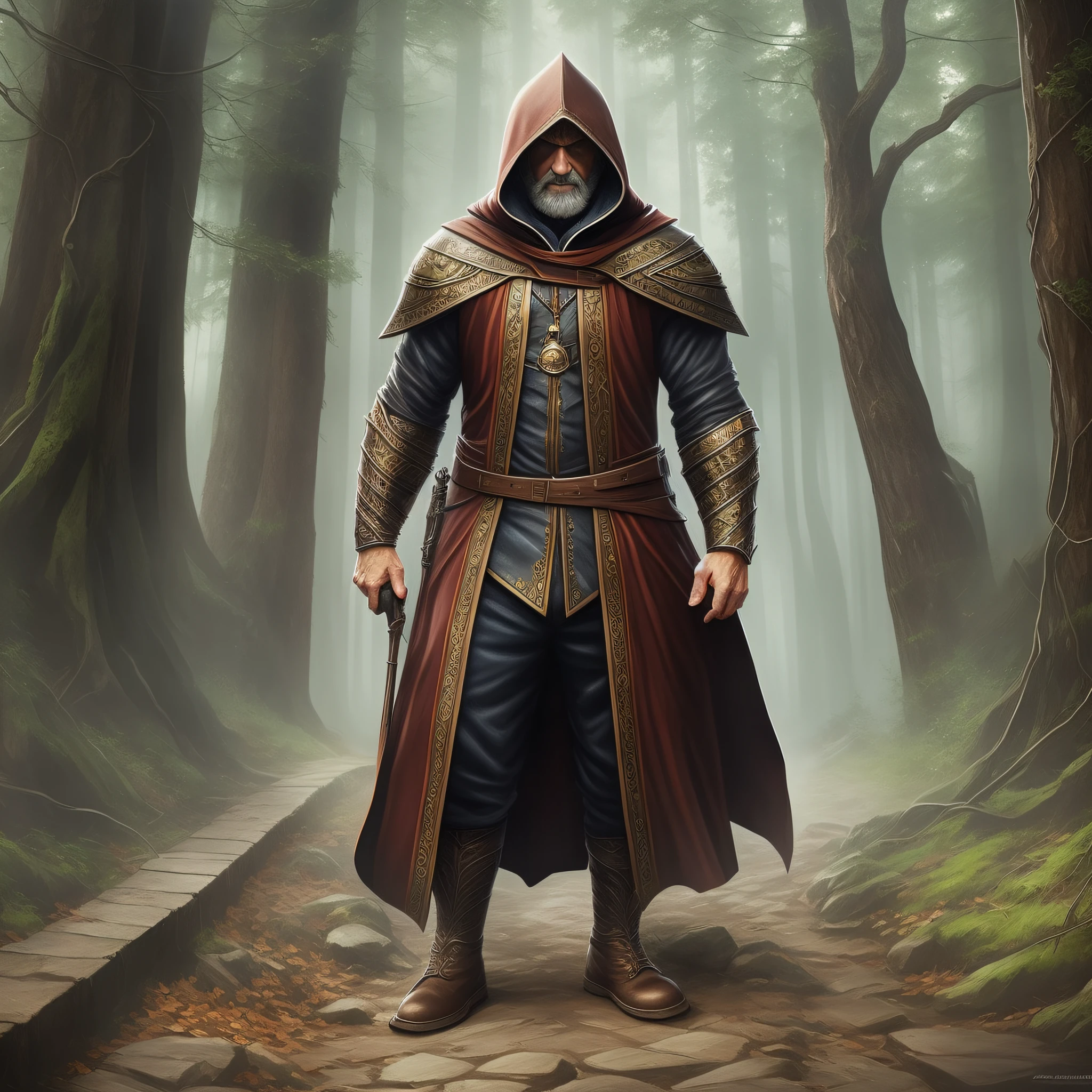 epic realistic, high-quality artwork of a oldman full body wearing a hood --auto --s2