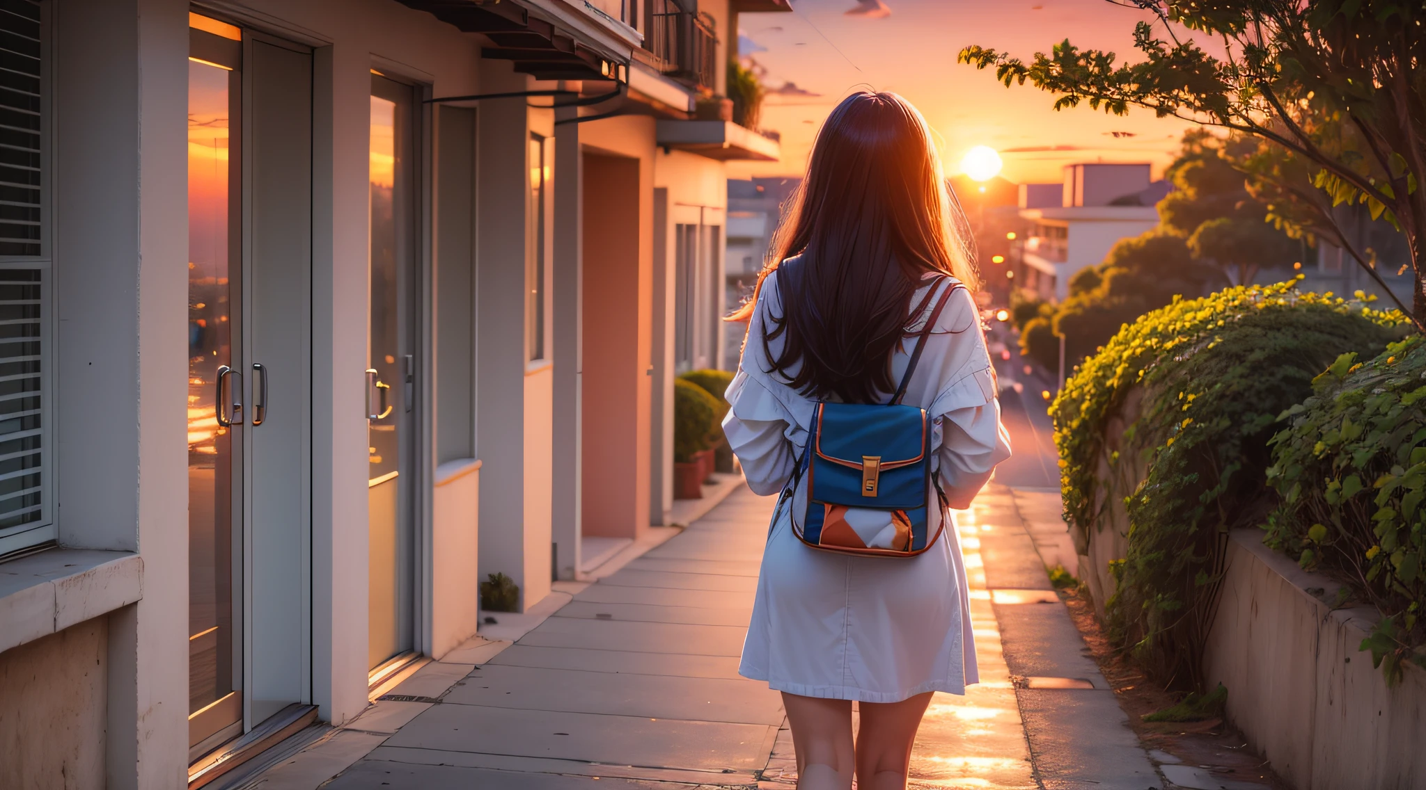 Woman looking at the sunset --auto --s2