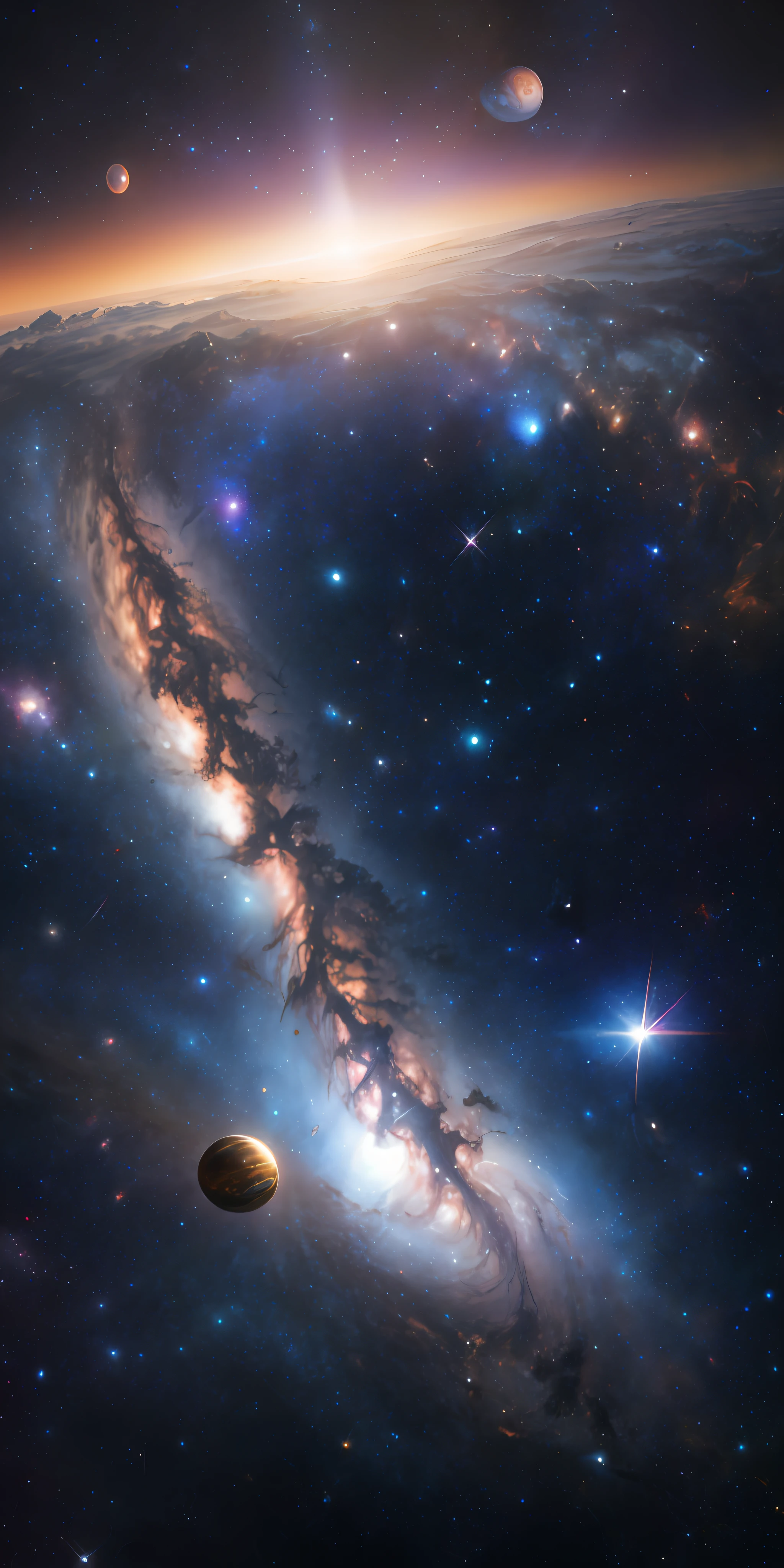 masterpiece, best quality, high quality, extremely detailed CG unity 8k wallpaper, Depth of Field, HDR,,Photorealistic,extremely detailed, Intricate, High Detail, universe, space, galaxy, stars, planets, astronomy, cosmos, celestial, nebula, black hole, solar system, cosmic rays, supernova, deep space, astronomical objects