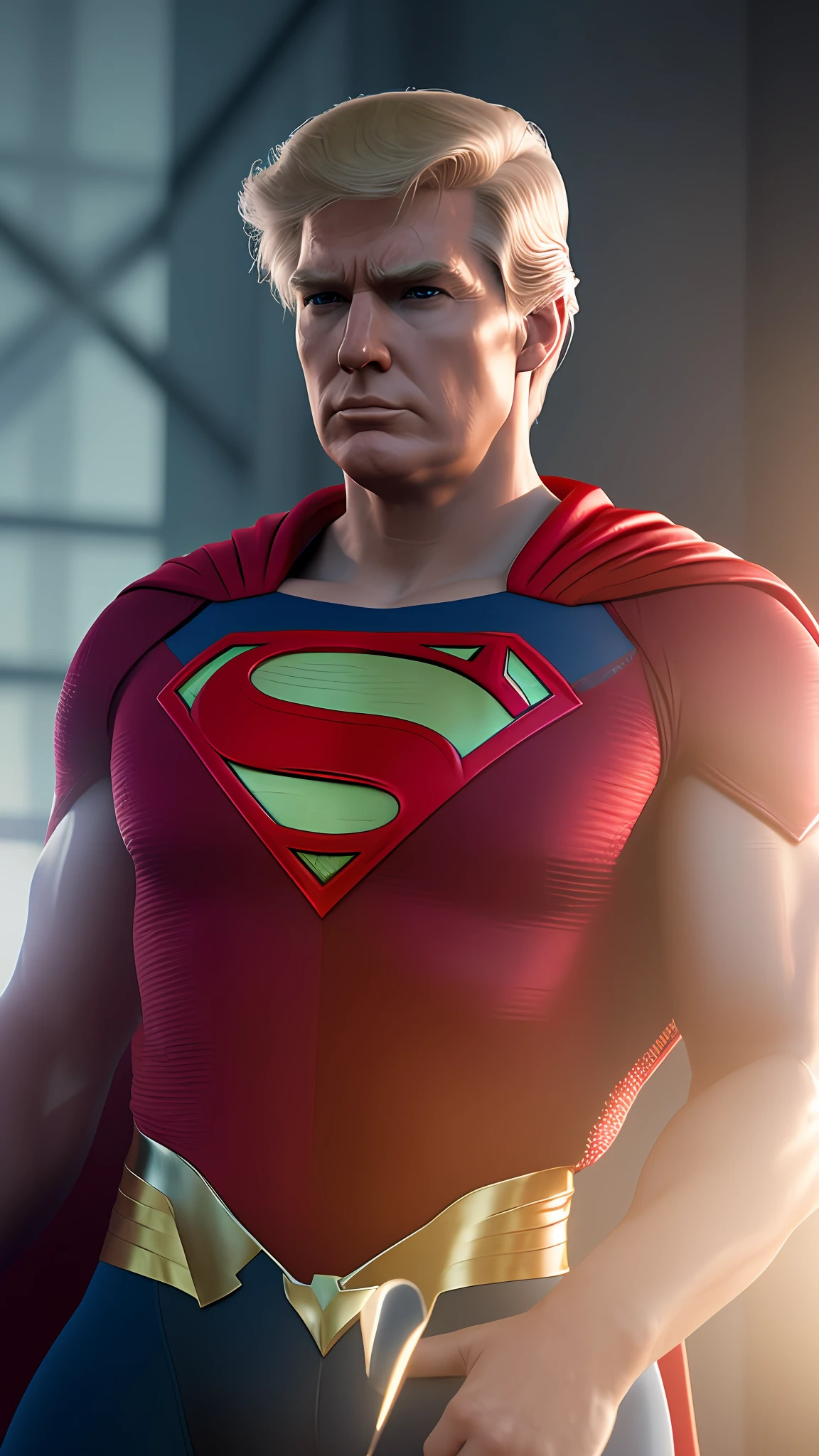 Donald J. Trump as superman, photography, soft lighting, soft details, octane, artstation trending, ultra high detail, ultra realistic, cinematic,16k