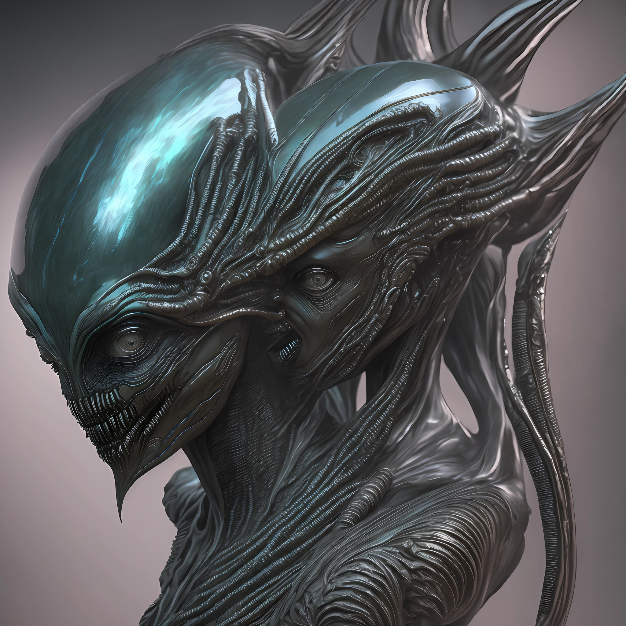 alien woman, concept art inspired by Giger, zbrush central contest winner, massurrealism, female alien xenomorph, xenomorph female alien, xenomorph, xenomorphic, portrait of xenomorph, giger ’ s xenomorph, the alien from the movie 'alien', xenomorphs --auto --s2
