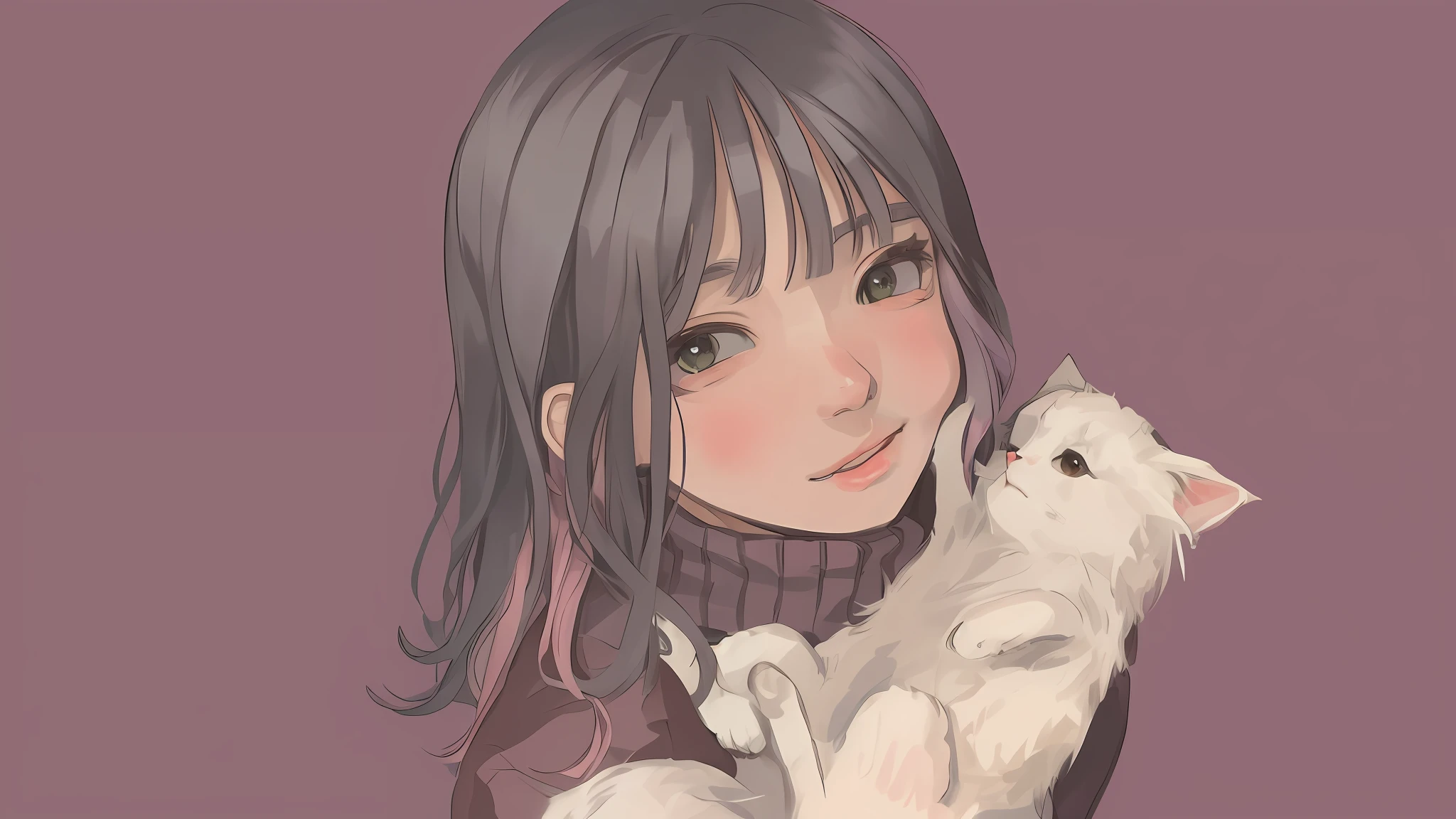 anime girl holding a white cat in her arms, soft anime illustration, kawaii realistic portrait, anime style portrait, cute portrait, lofi portrait, artwork in the style of guweiz, anime portrait, by Kamisaka Sekka, cute anime girl portrait, digital anime illustration, high quality portrait, guweiz, portrait of cute anime girl