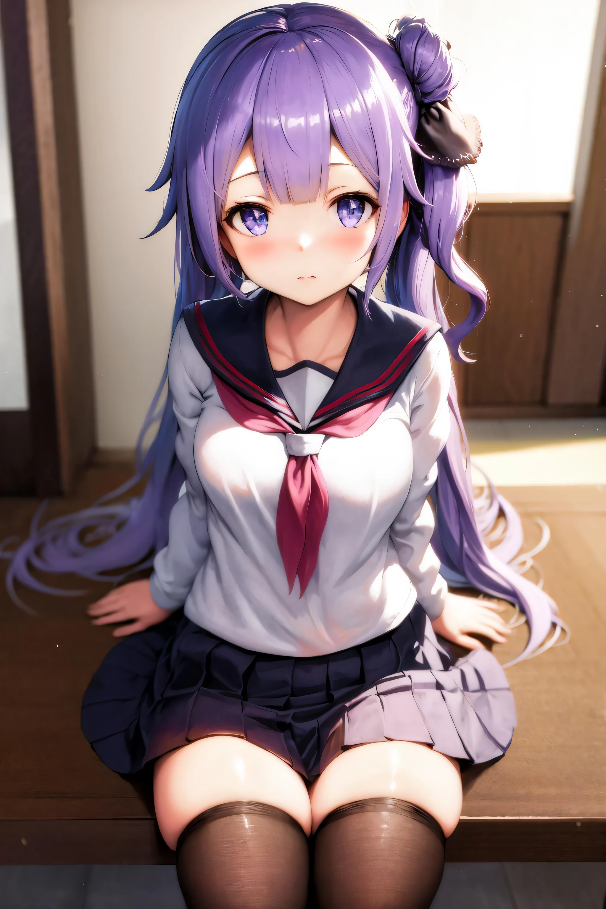 masterpiece, best quality, highres, 1girl, unicorn \(azur lane\), twintails, school uniform, serafuku