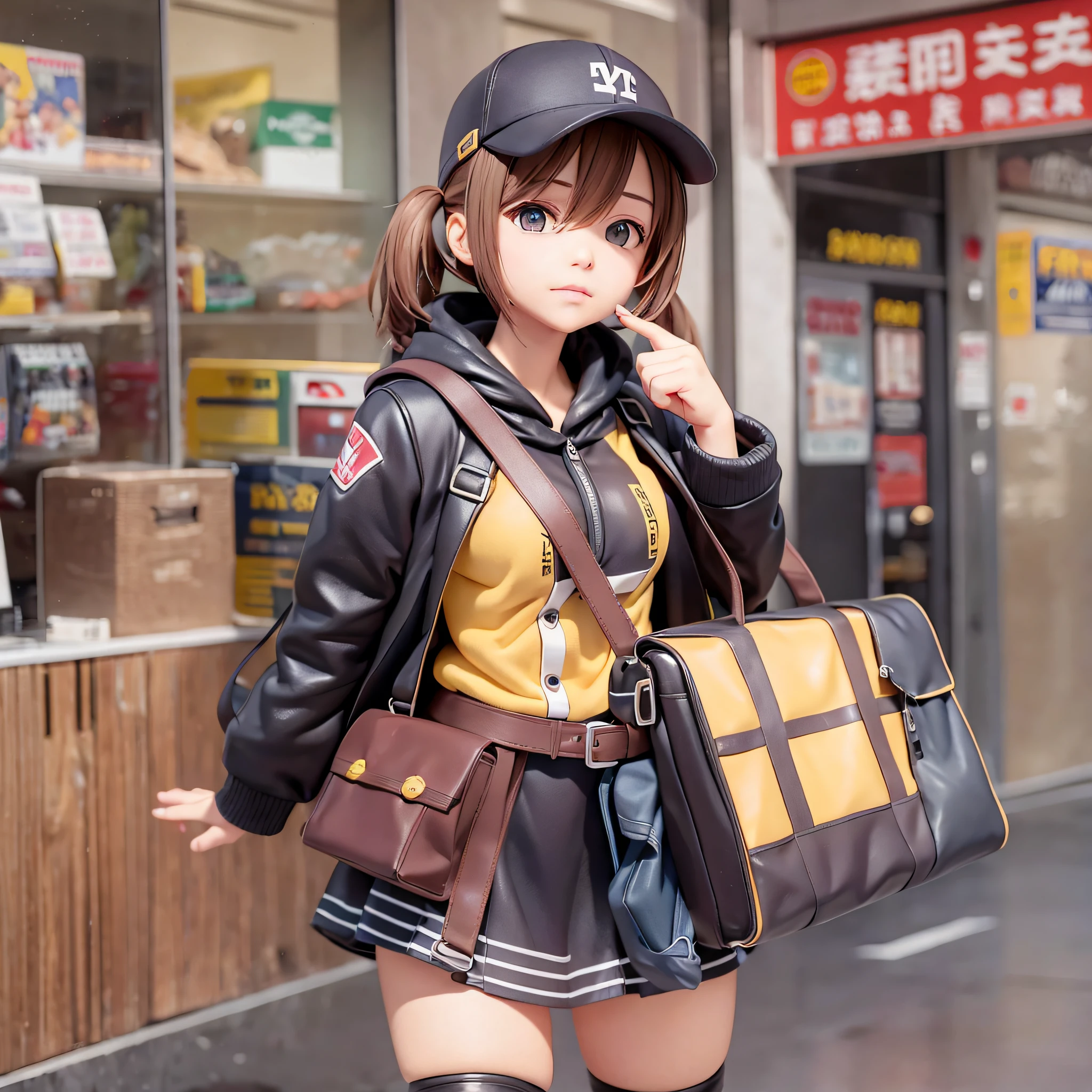 courier, female, anime character, neat, cute girl, luggage, rushing, shortness of breath, fresh