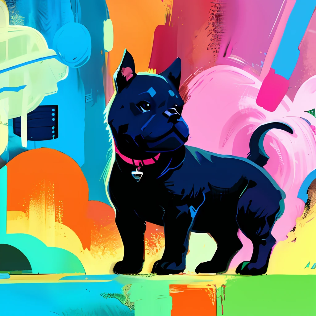 I did several tries and finally got what i was looking for.
prompt: pitbull puppy, neon oil painting, thick brushstrokes, --ar 16:9