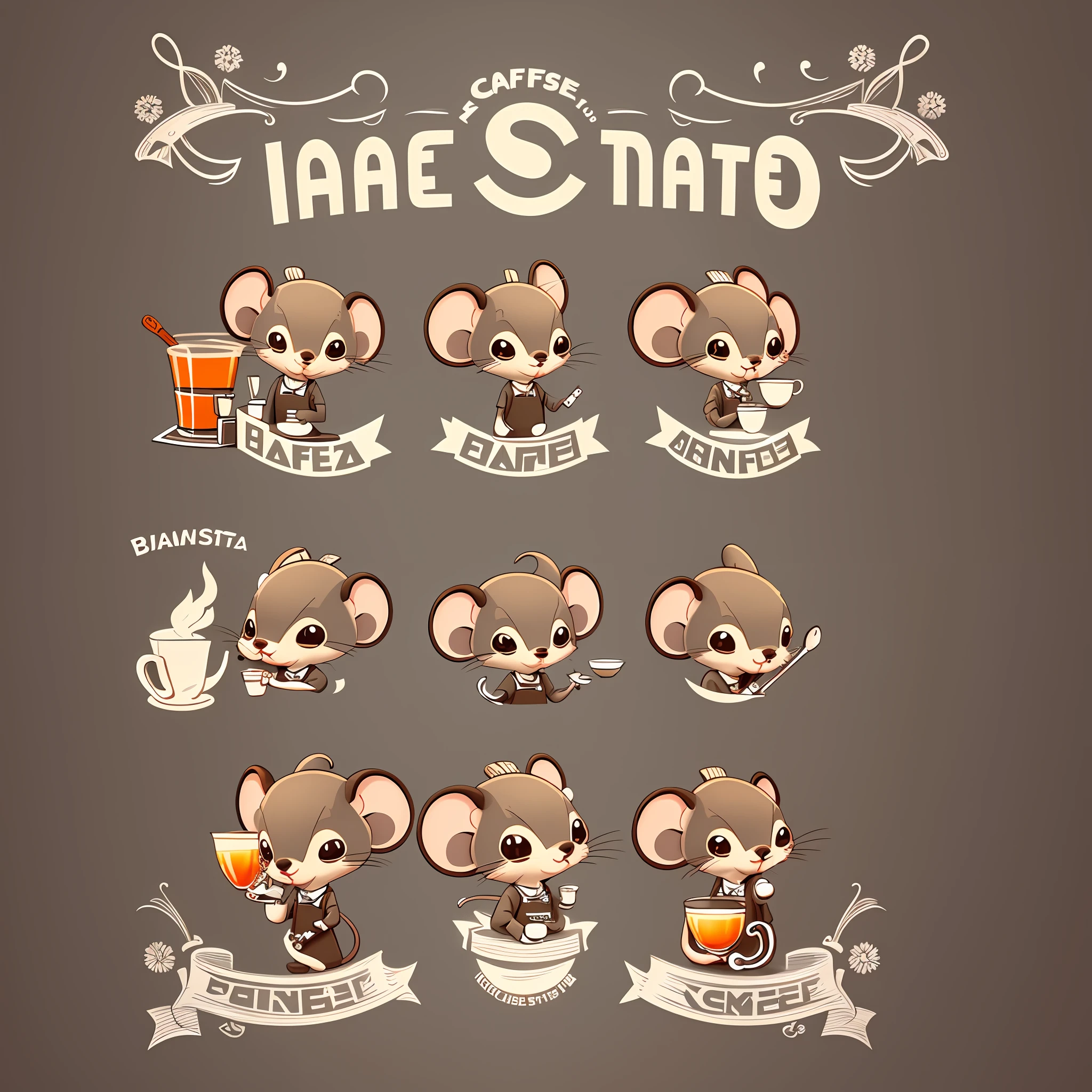 barista mouse, cafe mouse, logo, vector, line art, design, inspiration, straight, symmetry