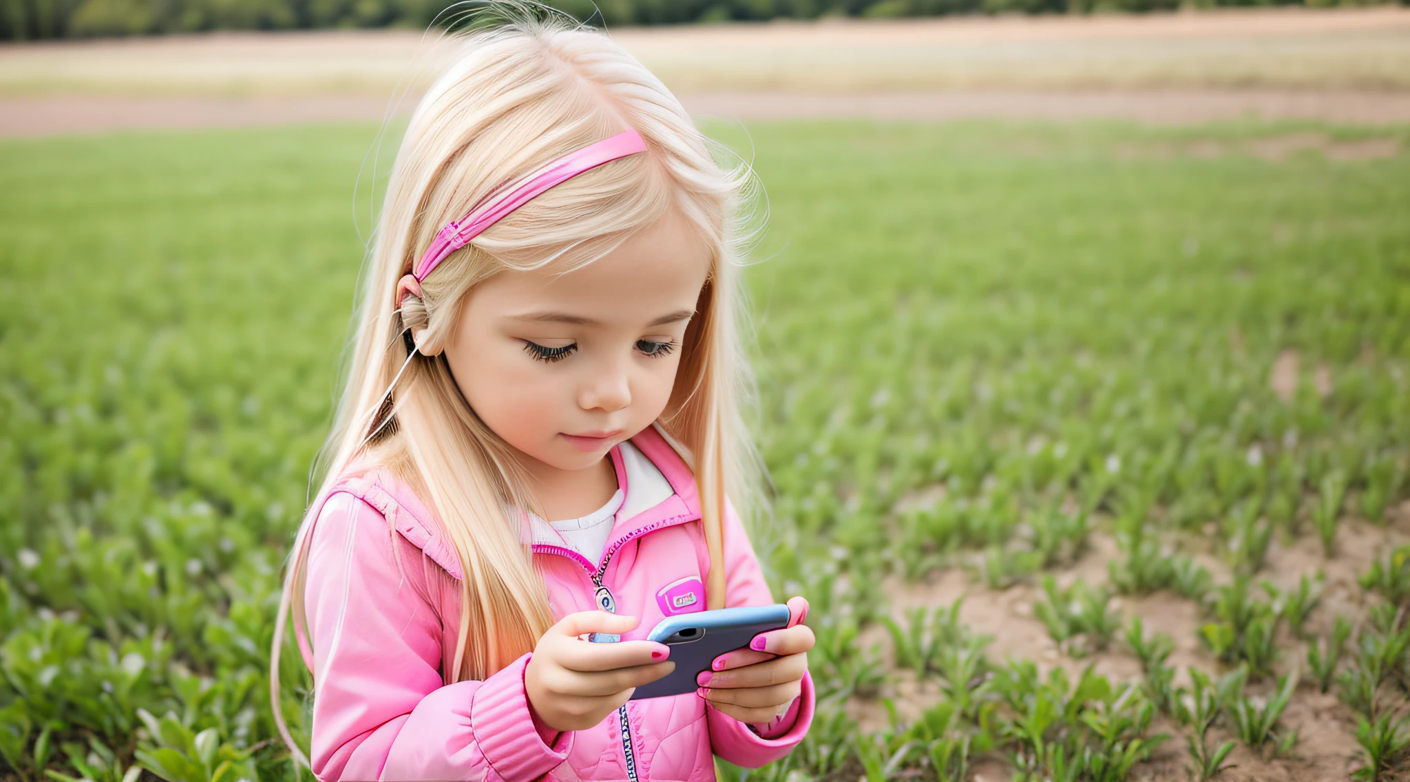 GIRL BLONDE CHILD LONG HAIR, holding a pink cell phone in her hand, girl making a phone call, cell phone, checking her cell phone, child, toy business photo, pink girl, high key, high-key, cell phone, next generation, holding a very advanced phone, children, girl, giga, precious, playing, gadgets, photo shoot