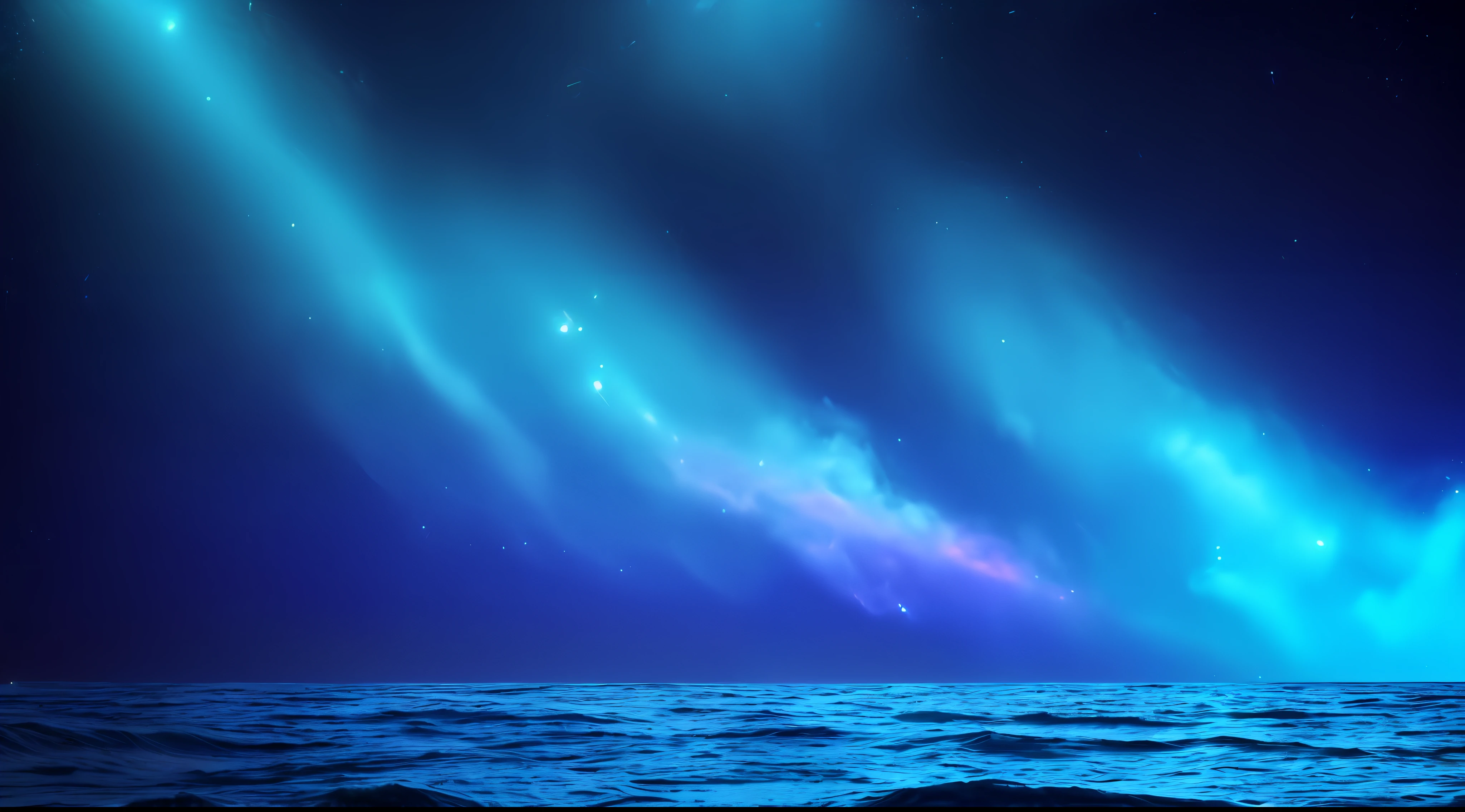 smooth rolling waves of (blue ocean) on earth, beautiful transparent water, night, gigantic fish jumps from the waves, blotches of irridescent plankton in water, glittering shiny water spray, background is deep purple sky dotted with stars, unknown constellations in the sky, (multiple moons of random colour:1.2), glowing horizon, masterpiece, best quality, detailed 4k wallpaper, award winning art, Bokeh, Depth of Field, HDR, bloom, Chromatic Aberration, extremely detailed, trending on artstation, trending on CGsociety, dramatic
