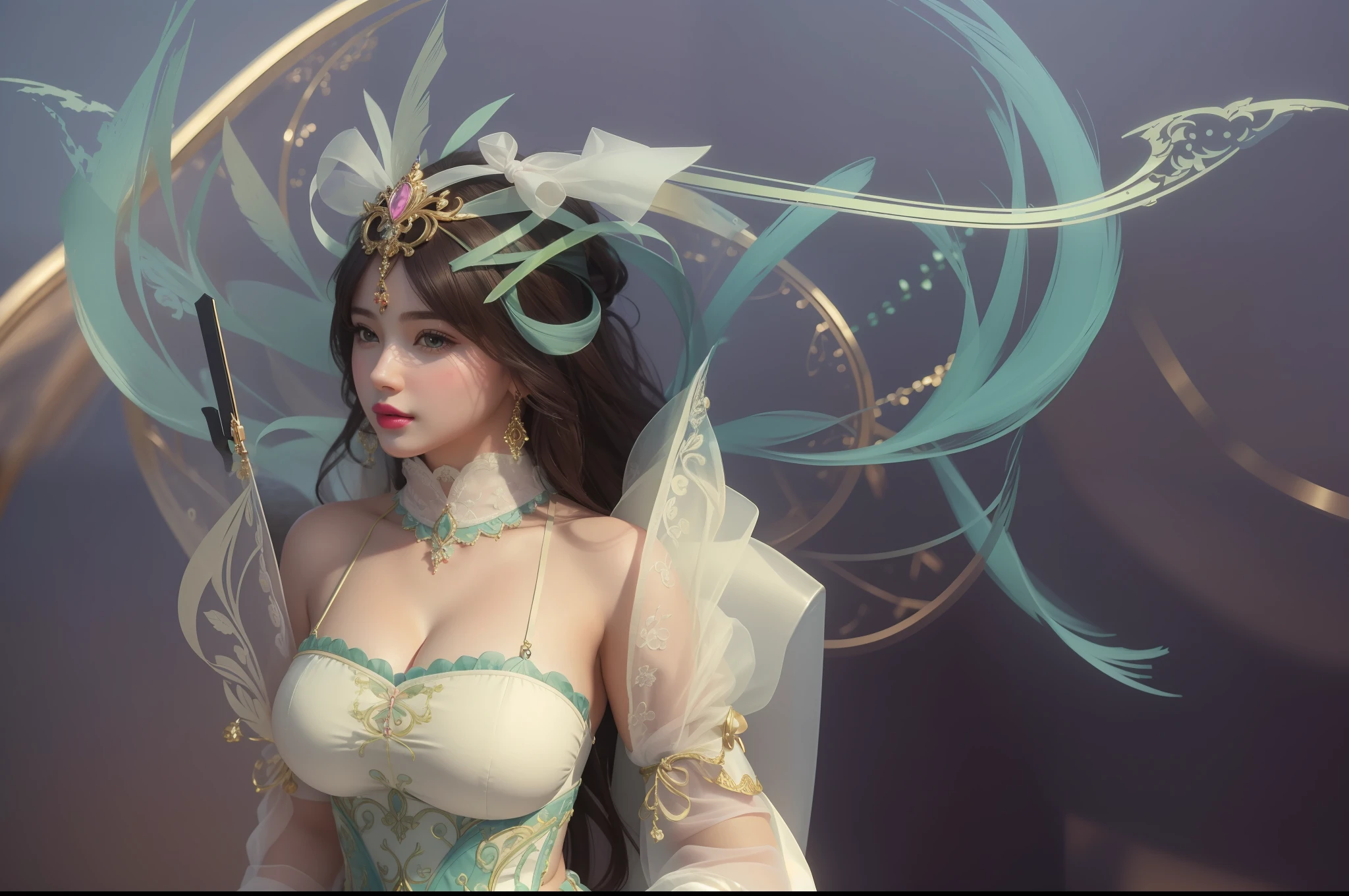 (masterpiece, best quality, extremely detailed 8k, ultra hd, ultra-detailed, highly detailed, highly realistic, ultra-realistic, photo realistic), (1girl:1.5), (detailed realistic skin), (realistic big breasts), (pink lipstick)