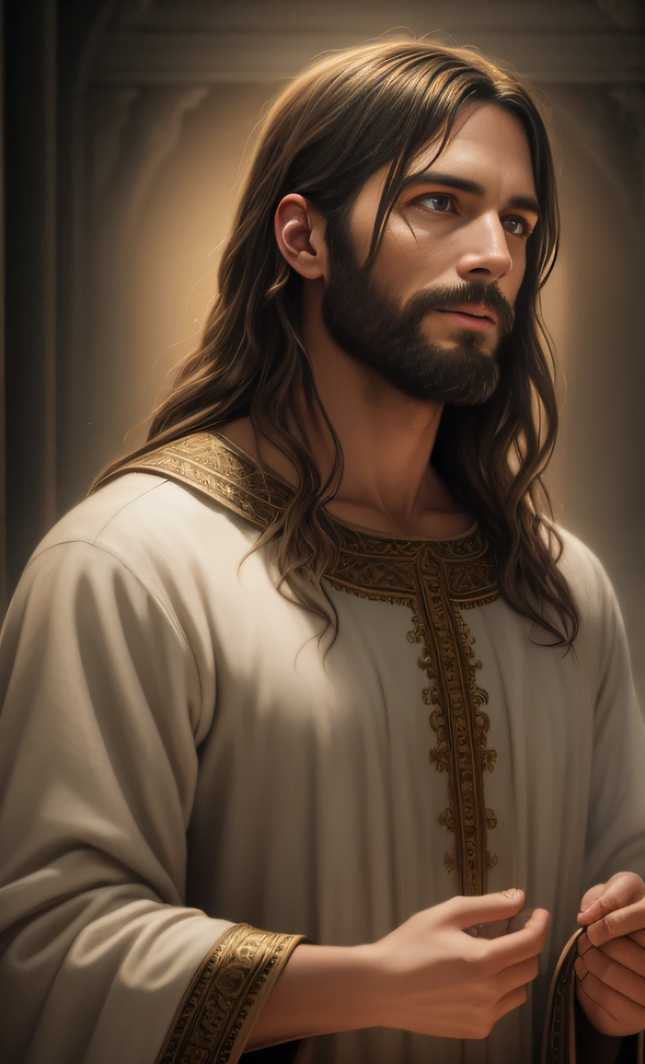 JESUS CHRIST DARK PHOTO: realistic epic, soft cinematic portrait, adobe lightroom, photographic lab, highly detailed, faded, (neutral colors: 1.2), (hdr: 1.4) , (soft colors:1.2), hyperdetailed, (artstation:1.4), cinematic, warm lights, dramatic light, (intricate details:1.1), complex background, (rutkowski:0.66), (blue and orange:0.4)