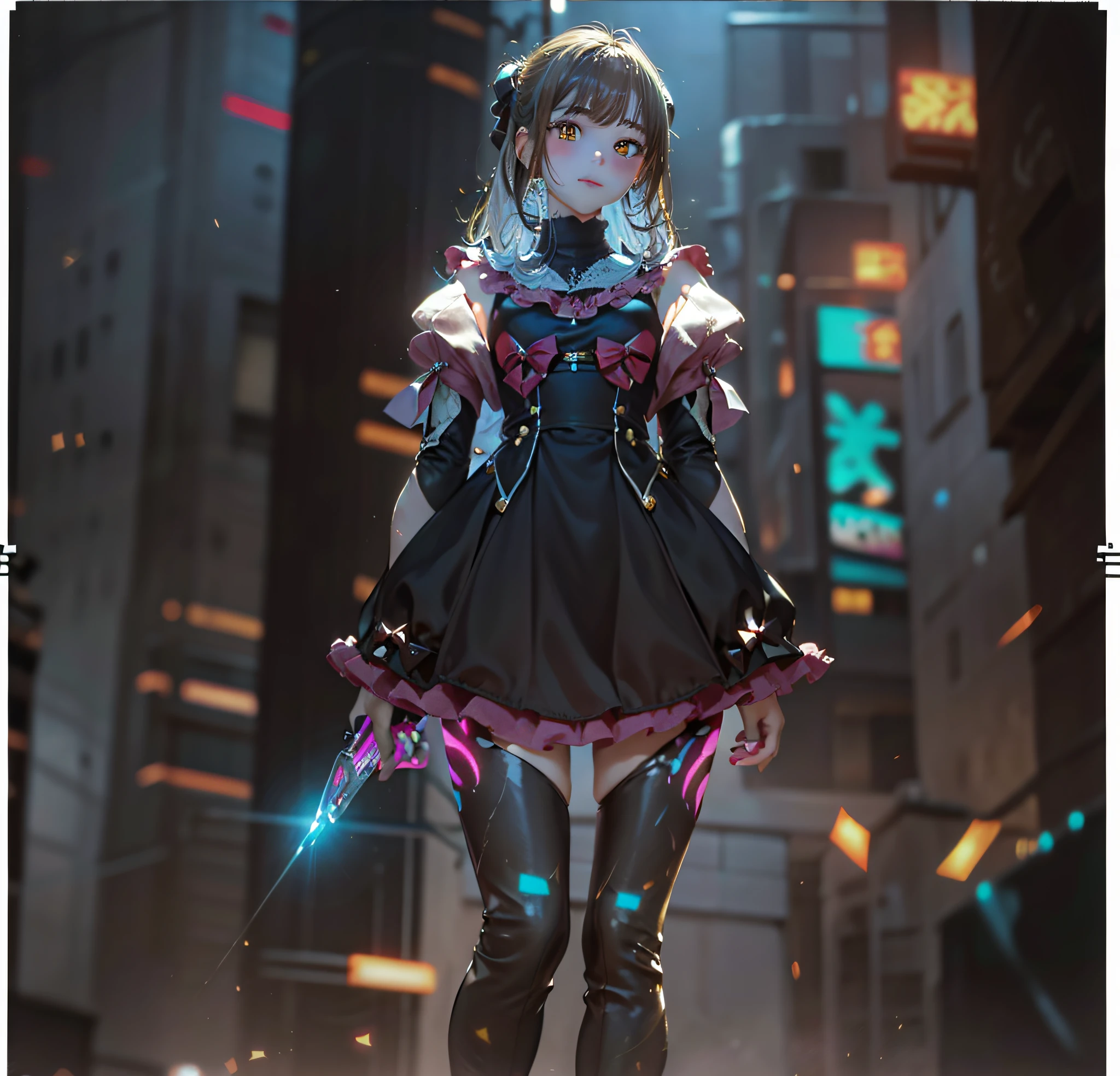 (Highest quality, amazing detail: 1.4), masterpiece, original characters, natural volumetric lighting and best shadows, deep depth of field, sharp focus, portrait of amazingly beautiful petite girl, full body, soft and delicate beautiful charming face with seductive yellow eyes, sharp eyeliner, seductive smile, brown hair blown by the wind, thick layered medium double-tailed hairstyle, blush eyeshadow and thick eyelashes, parted lips, (messy painted body: 1.05), (graffiti mural wall background: 1.15), Old industrial area, (standing in ruins city street crossword: 1.2), picturesque, short hair, ((blush)), overexposed donGmiXX_realistic --auto --s2