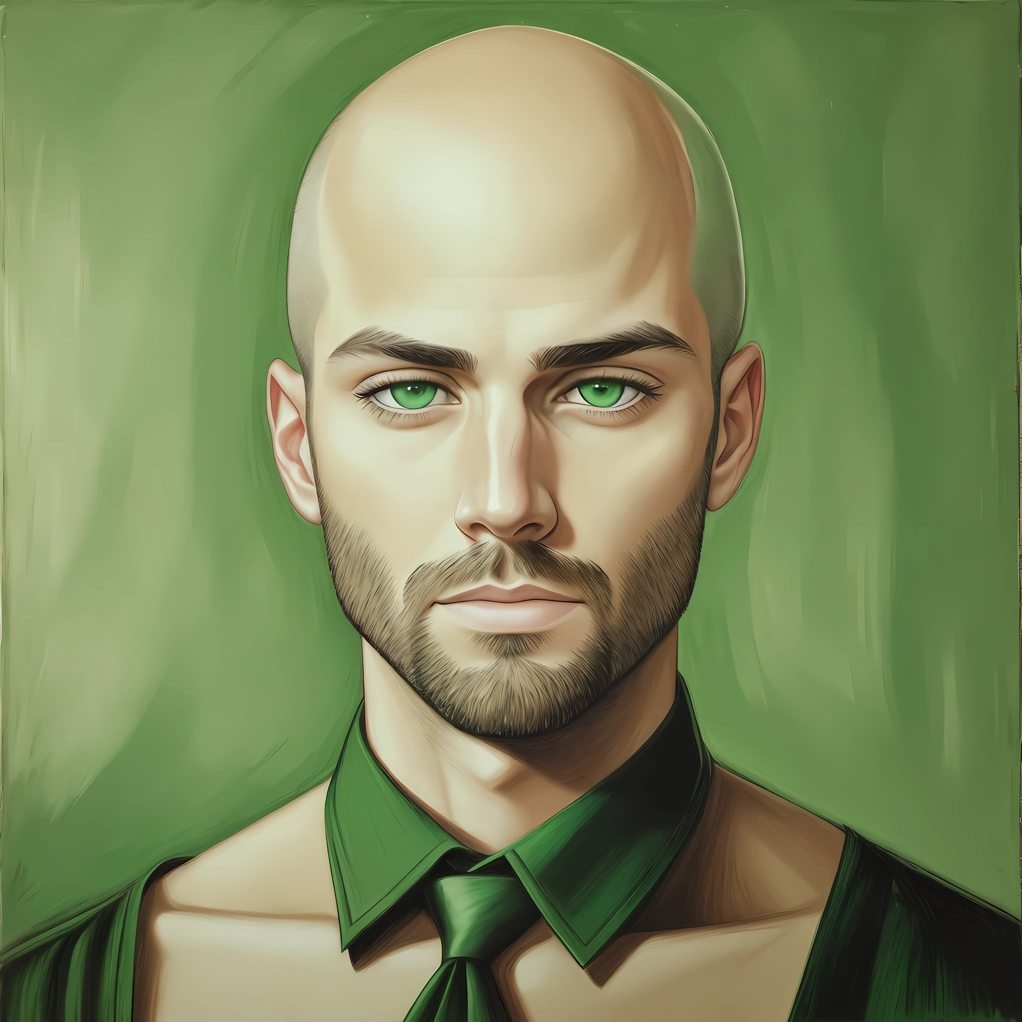 Portrait,man, bald, attractive, green eyes, realistic --auto --s2