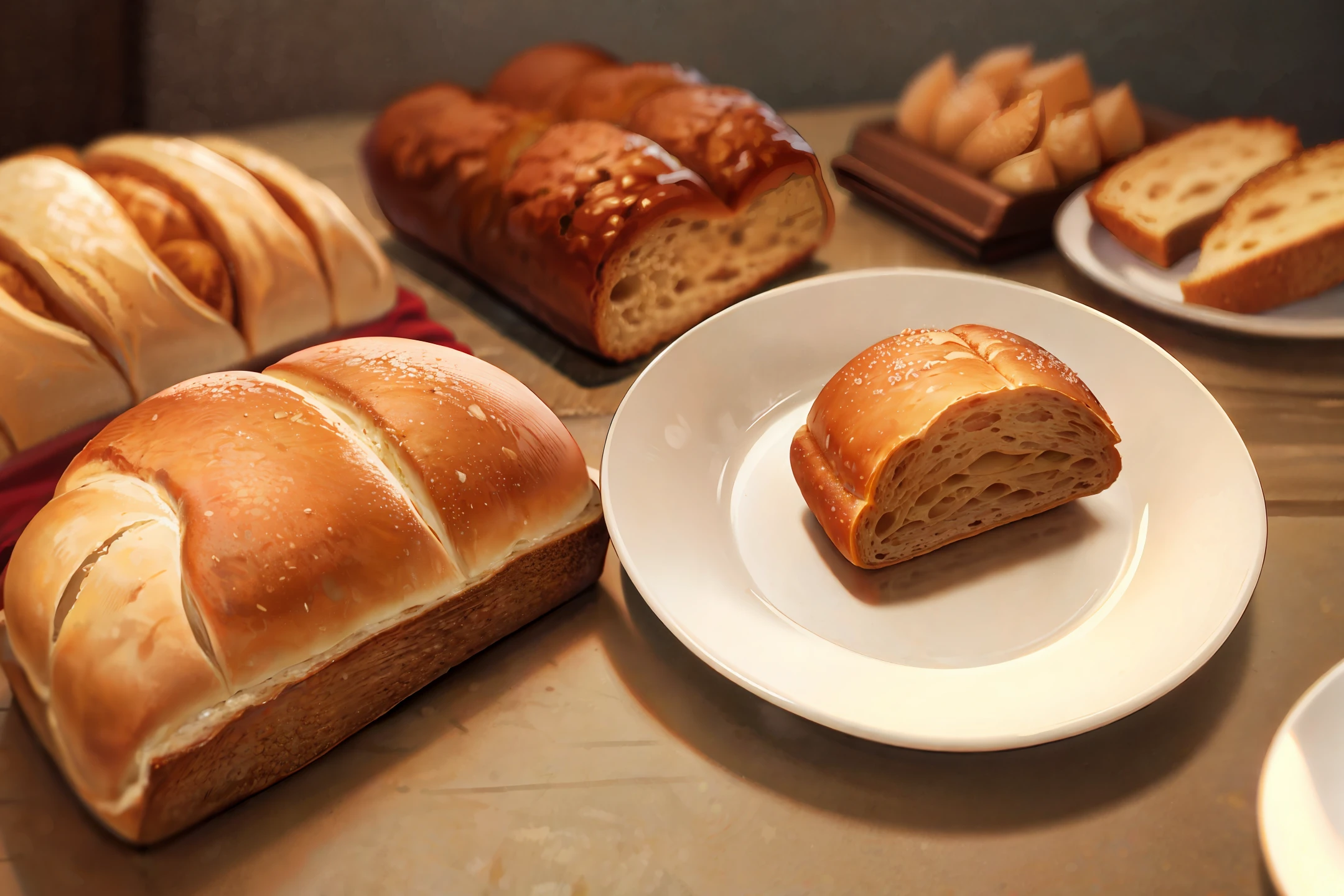 Bread, delicious, 4k, best quality, plate, realistic, real, detailed