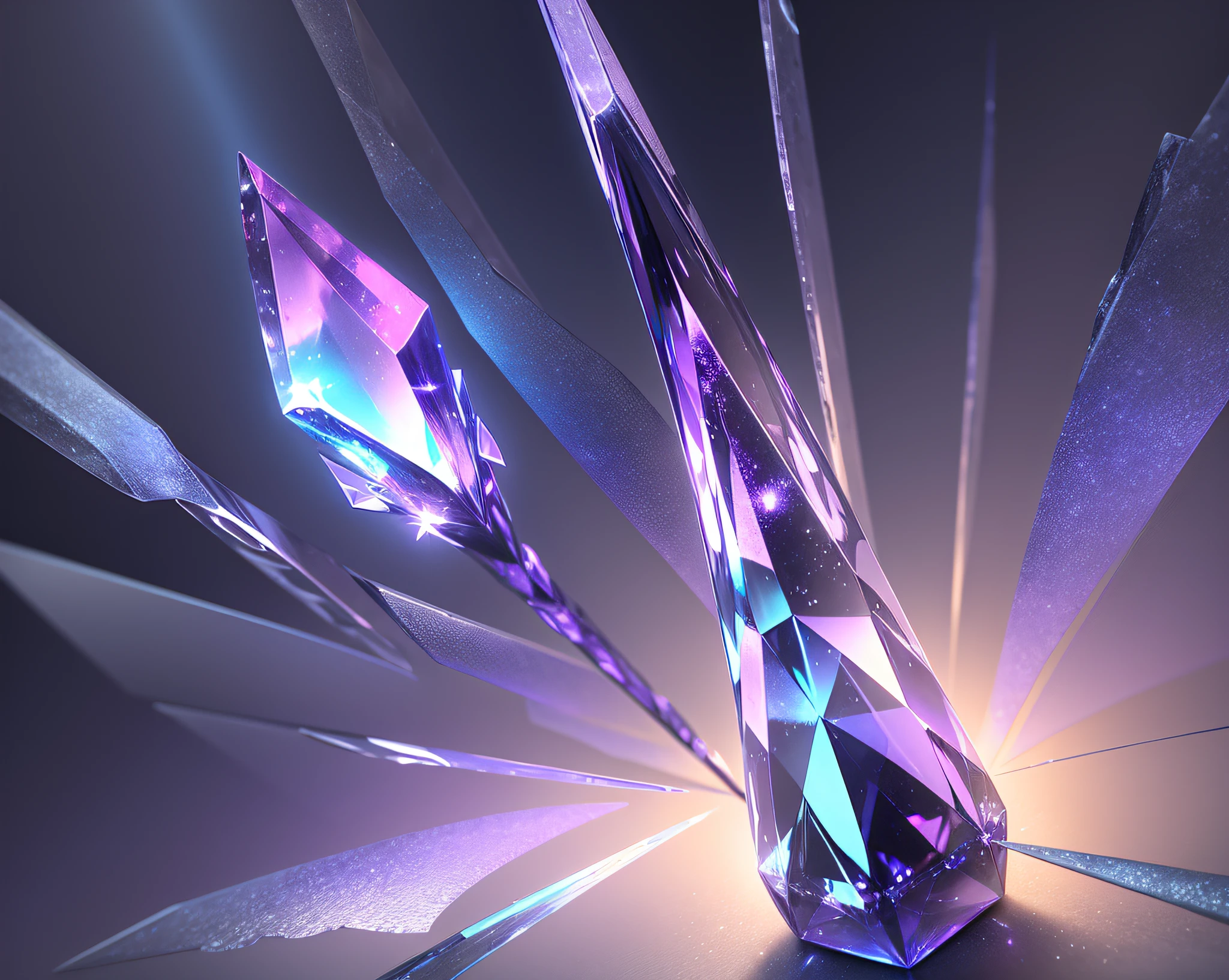 (high quality) (realistic) several blue and purple crystals reflecting light --auto --s2