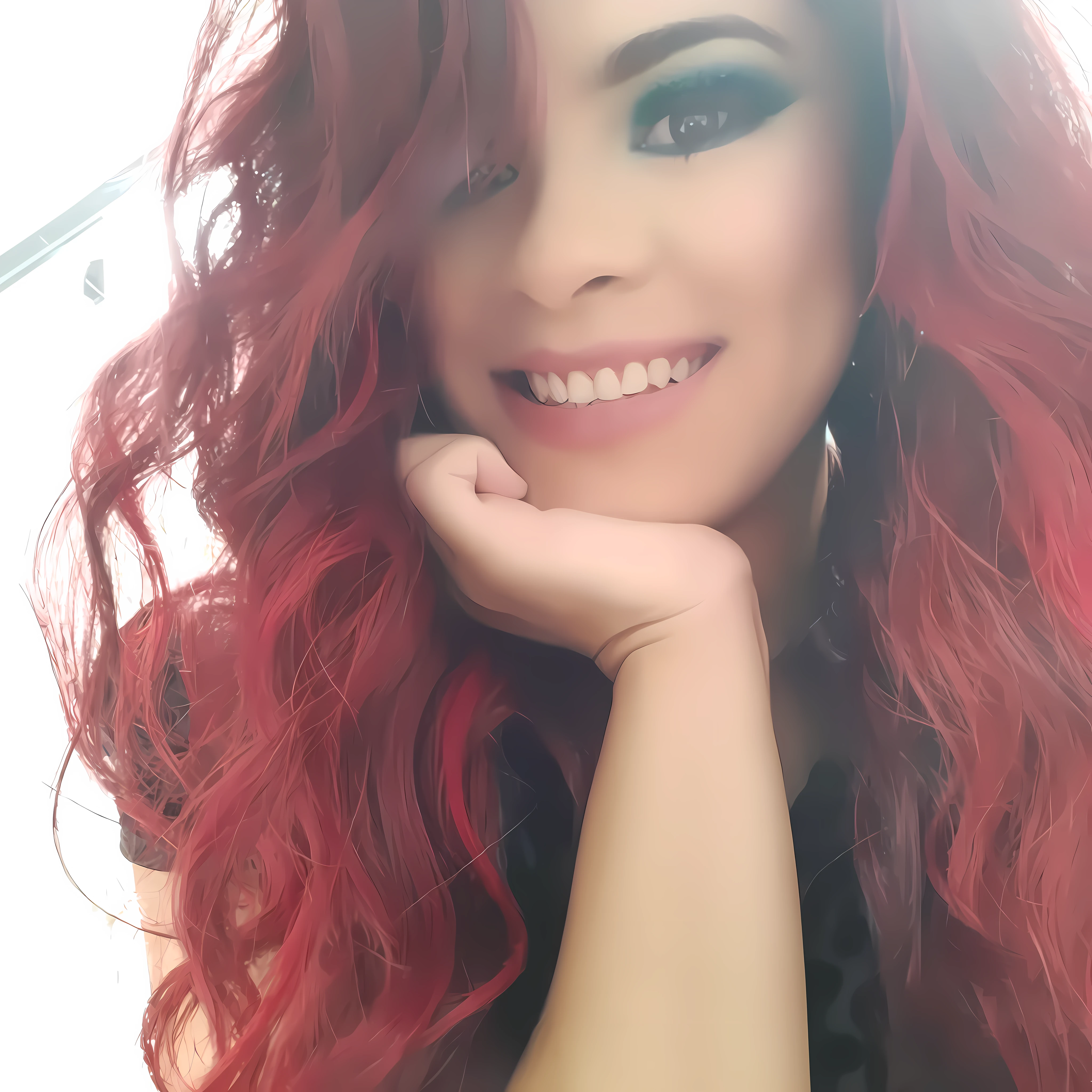 a close up of a woman with red hair and a black top, with red hair, with curly red hair, red colored, red hair, black and red hair, with long red hair, wavy vibrant red hair, red long hair, red dyed hair, katarina, black red long hair!, wavy big red hair, bright red hair, by Amelia Peláez