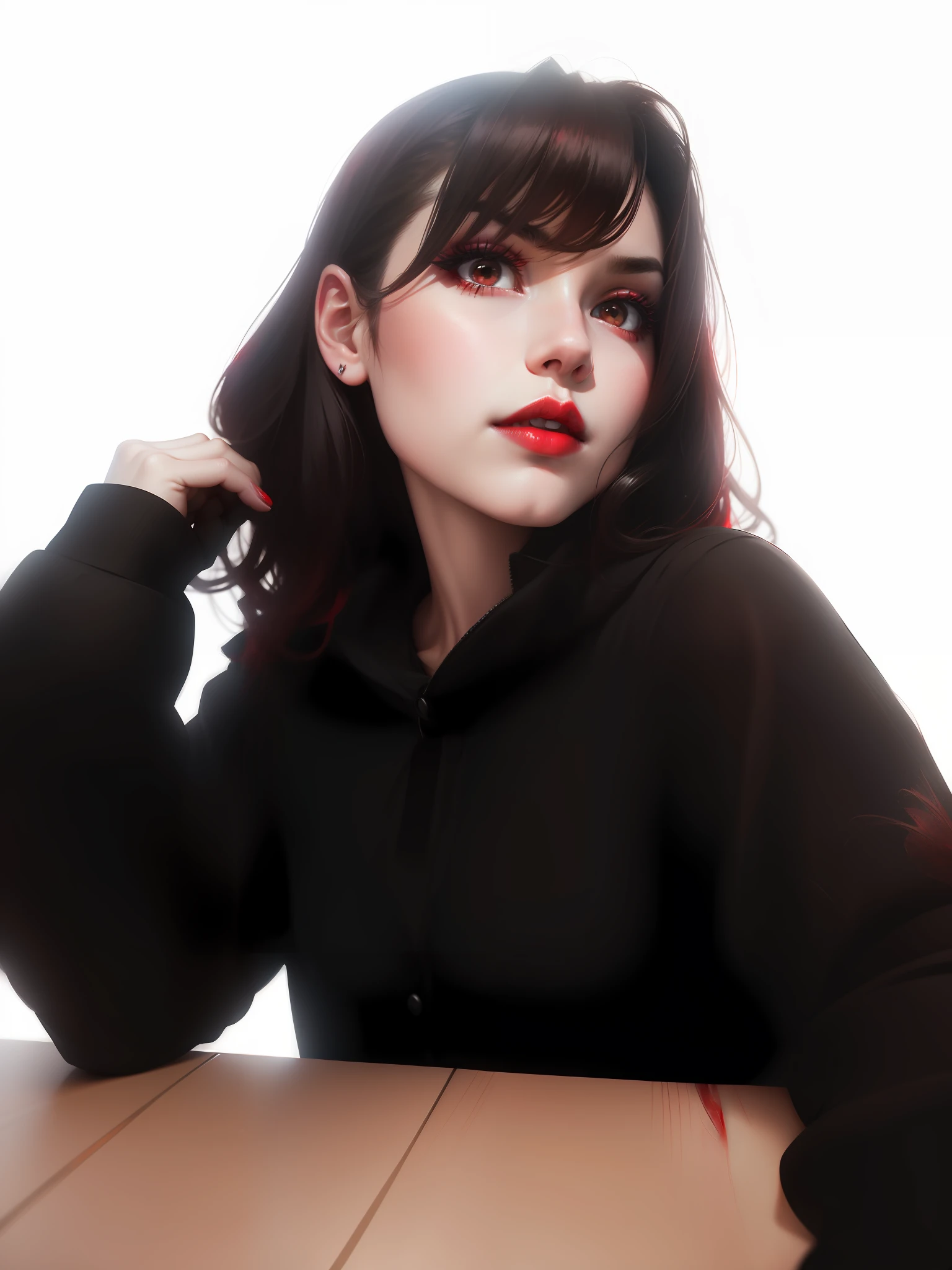 red lips, cunning look, dramatic lighting, high quality --auto --s2