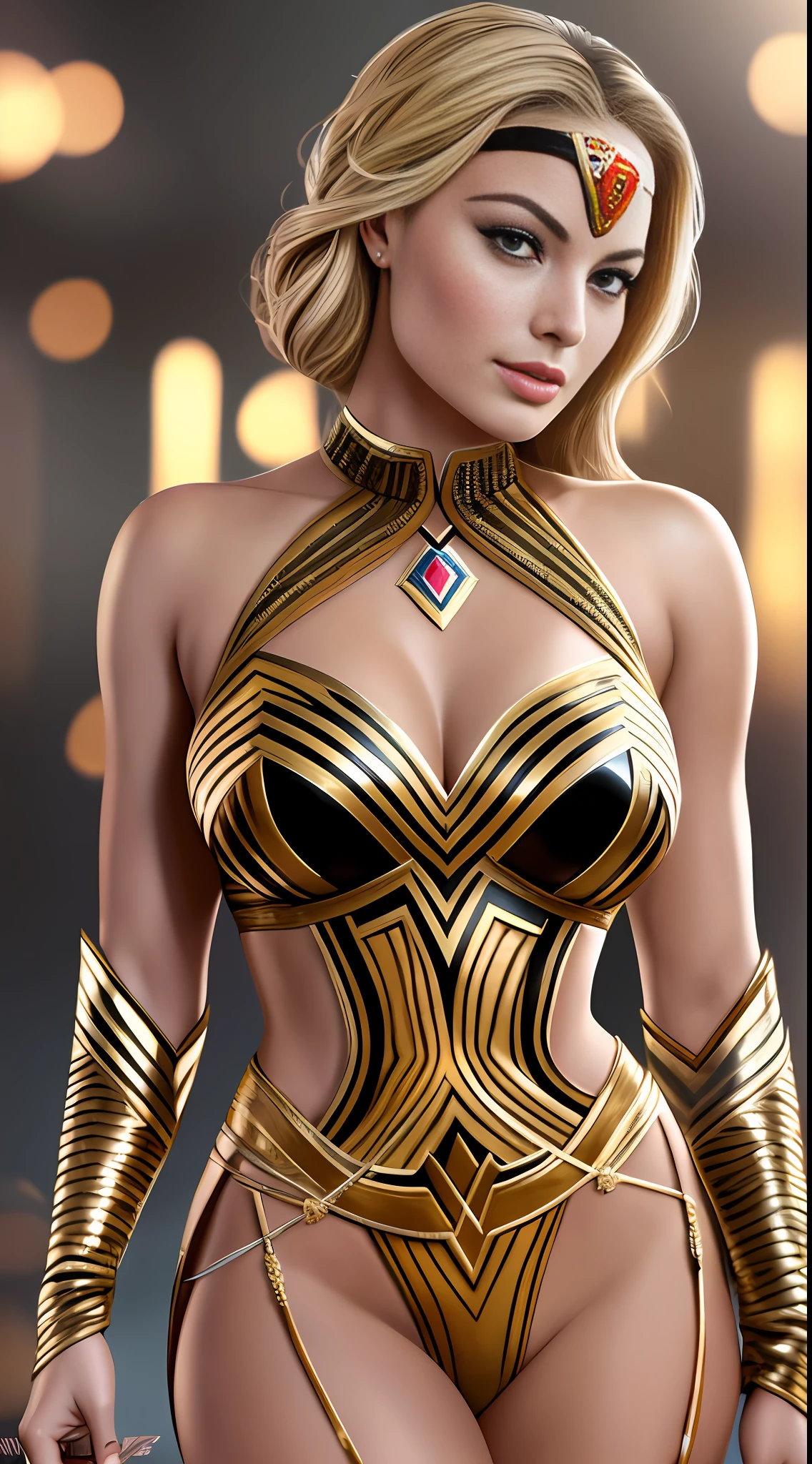 create Margot robbie, foto by (Wonder woman:1.1), in Full body photography of the most beautiful artwork in the world, a beautiful woman in intricate costume , Camel toe, (Camel toe), ArtStation, CGSociety, complex, high detail, clear focus, dramatic, realistic pictorial art trends Greg Rutkovsky