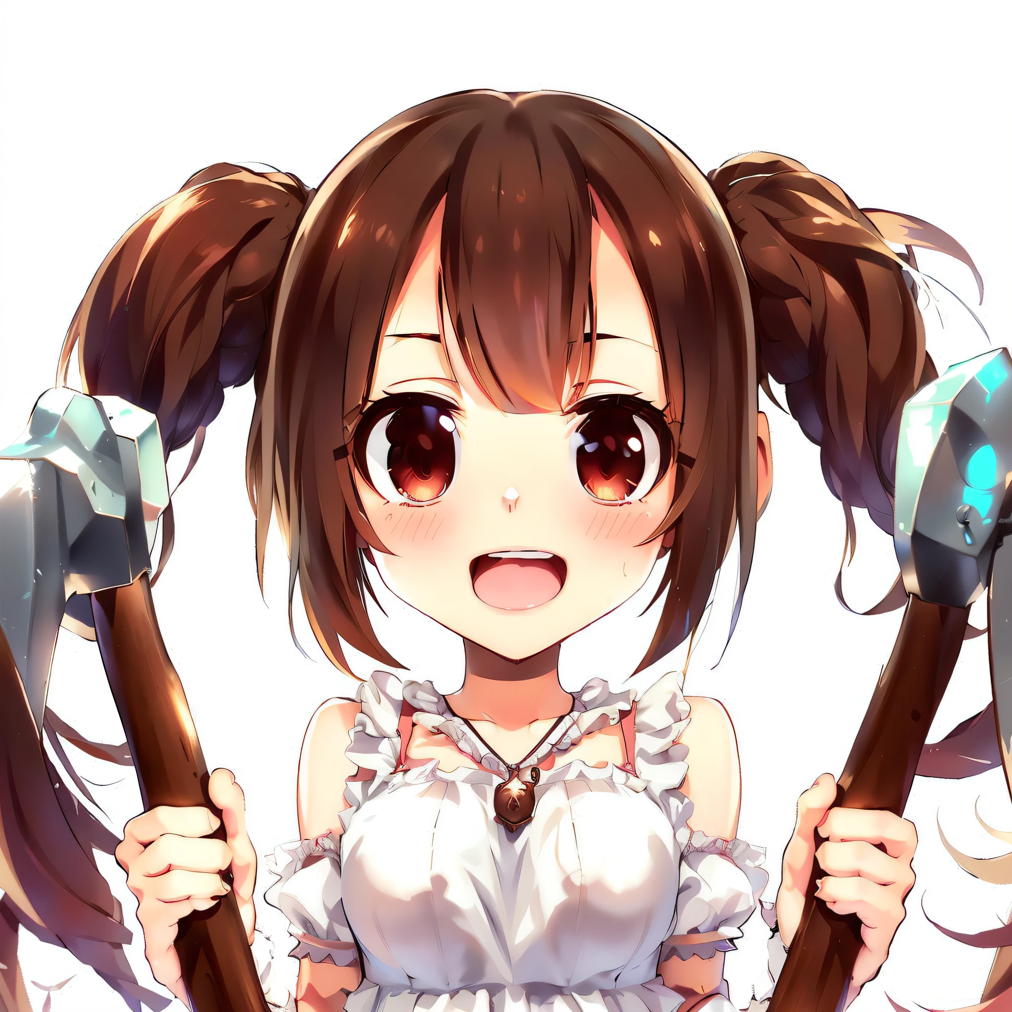 anime girl with two large axes in her hands, anime moe artstyle, splash art anime ****, anime visual of a cute girl, cute anime girl, small **** girl, small curvy ****, digital anime art!!, ahegao, kantai collection style, [ 4 k digital art ]!!, pixiv contest winner, cute anime, twintails