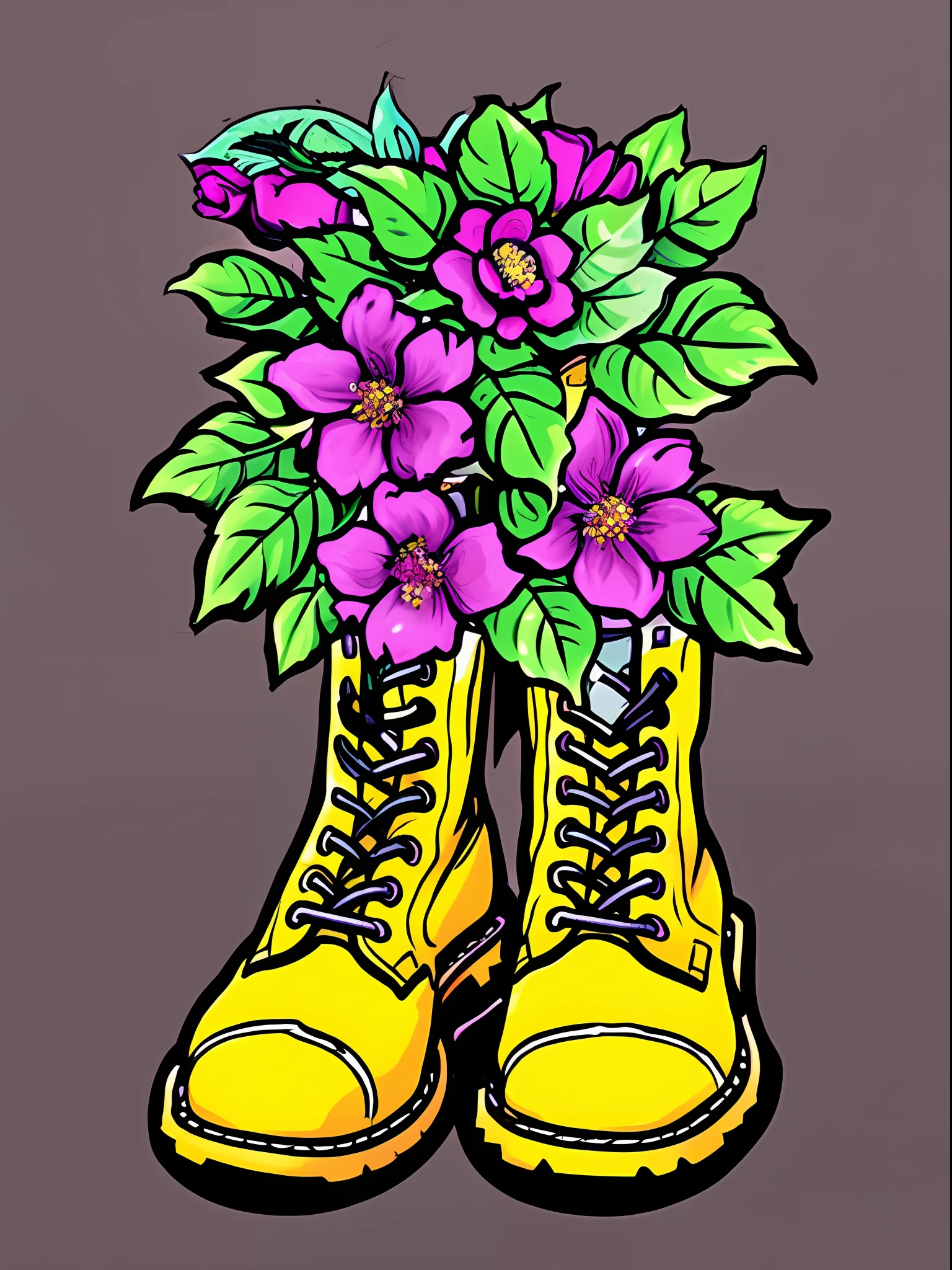 Rough boots and flowers