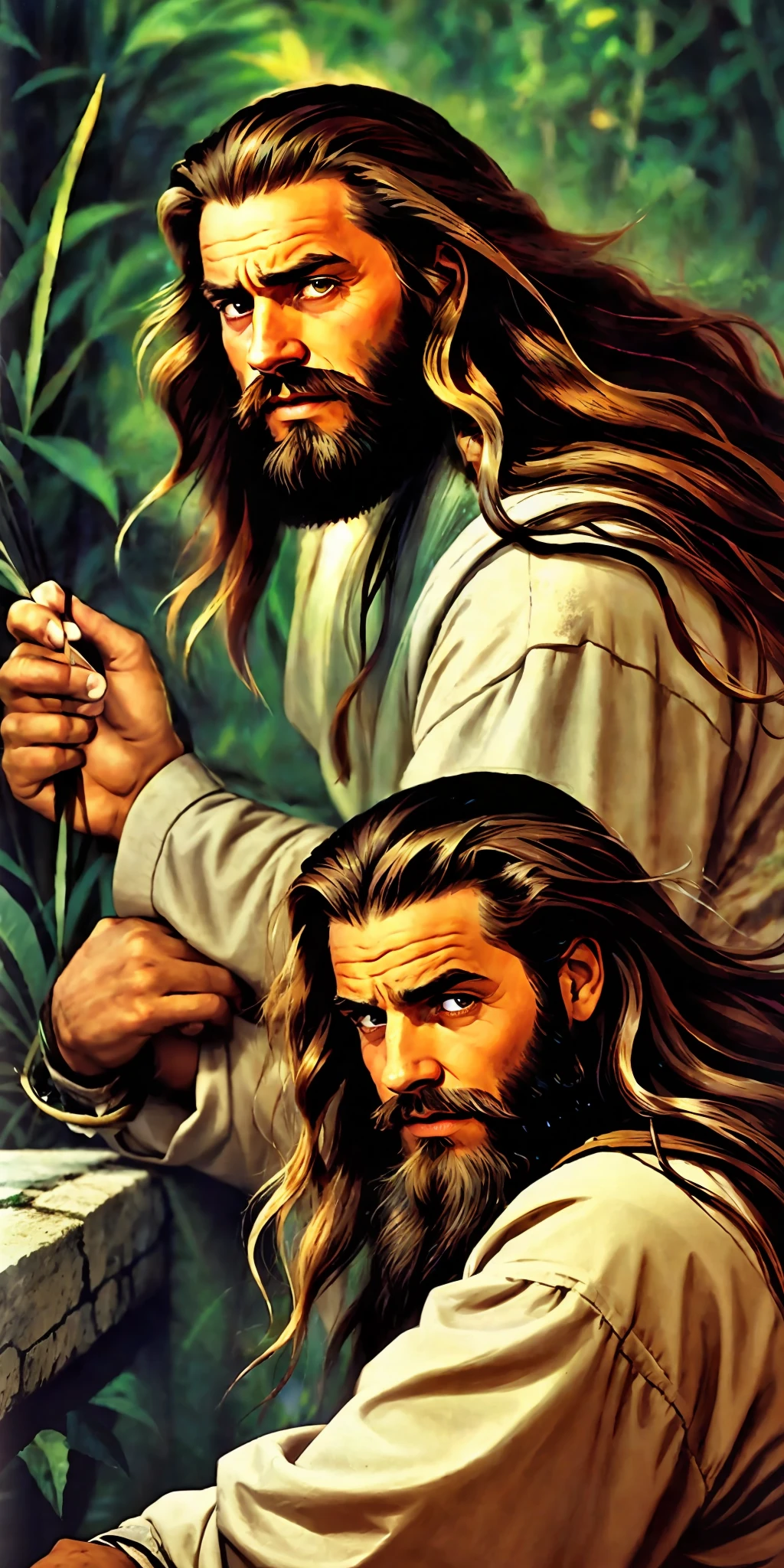 a realistc a prophet , wild man,with long hair
