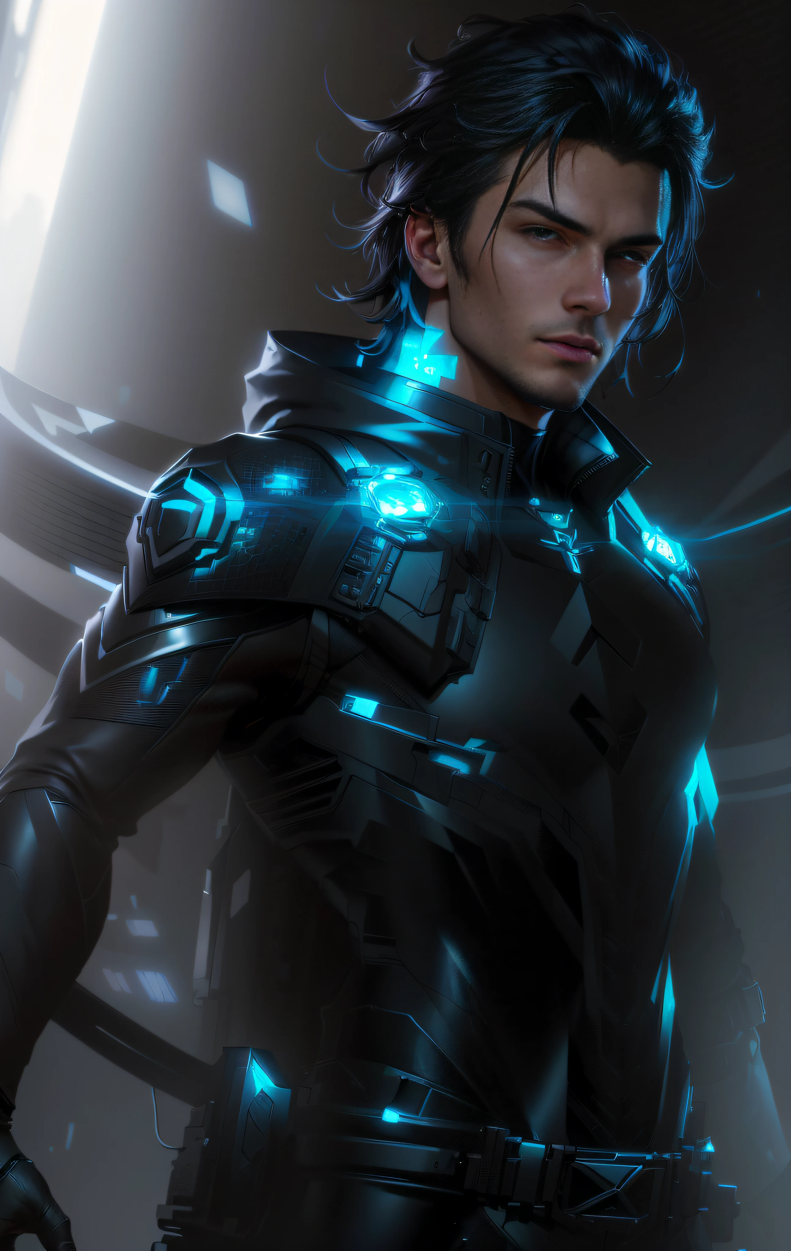 A closeup of a young man, 21 years old, in a black suit, 3 D render character art 8 k, amazing 8k character concept art, unreal engine character art, trending on artstation 4k, trendin on artstation, inspired by Marek Okon, character details 8k, raymond swanland style, trending on artstation hq