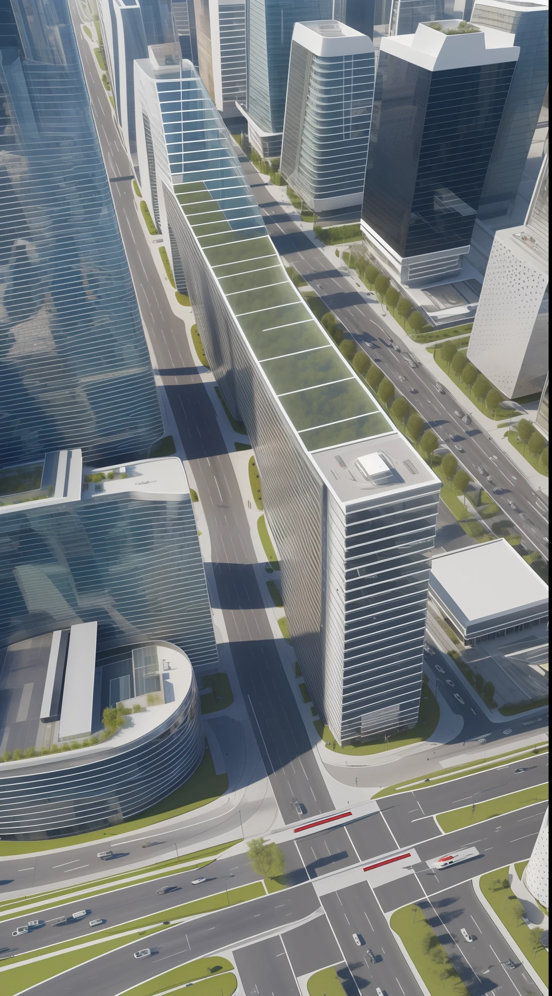 Best quality, masterpiece, ultra high resolution, (photorealistic: 1.4), modern and futuristic city, people walking in an organized way, bike racks in the bike lane, modern and new cars, roads in perfiero state. Relaista, 8k. Angle of the onage, aerial.