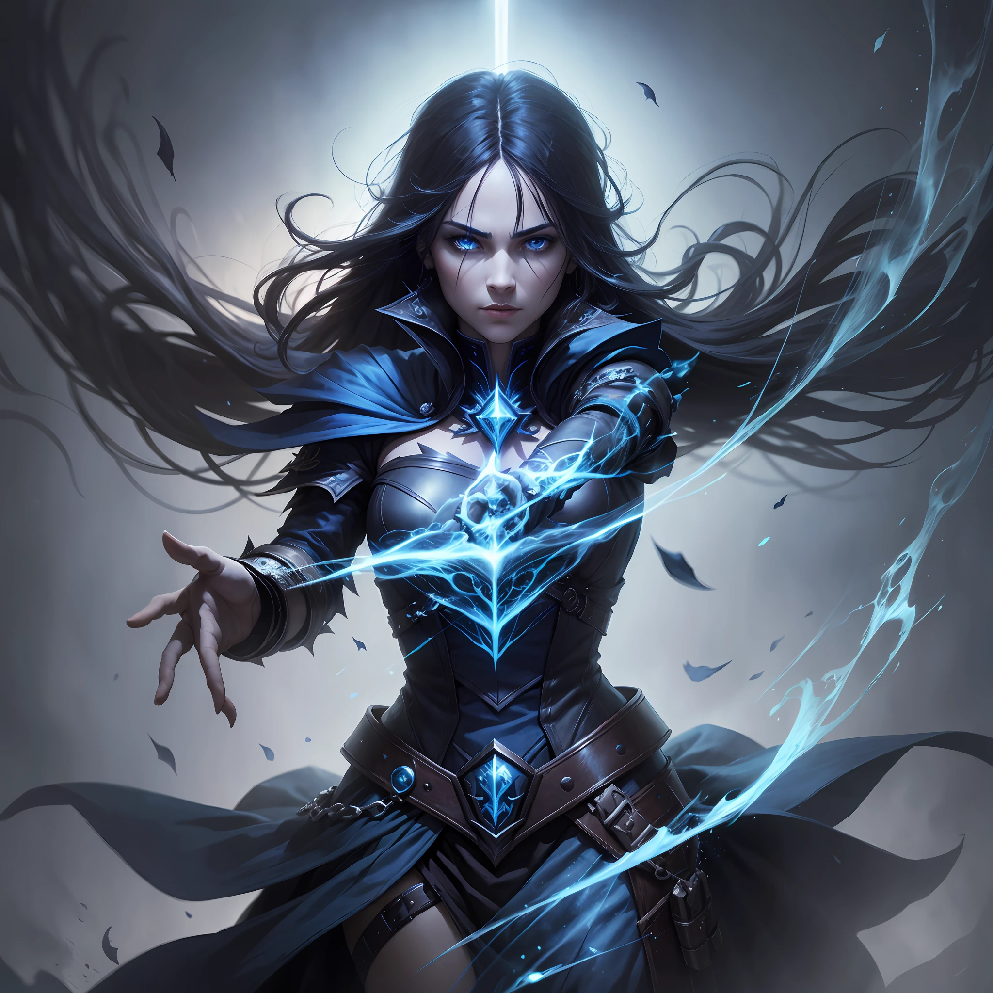 dark illusionist, dark effects, low lighting, deck elements, blue elements, realistic, 4k --auto --s2