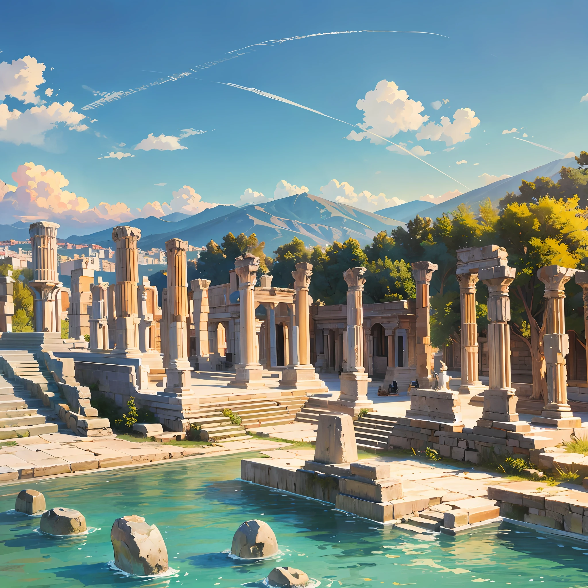 Ancient Ephesus City ((best quality)),((high detail)),((realistic,)) sunny day --auto --s2
