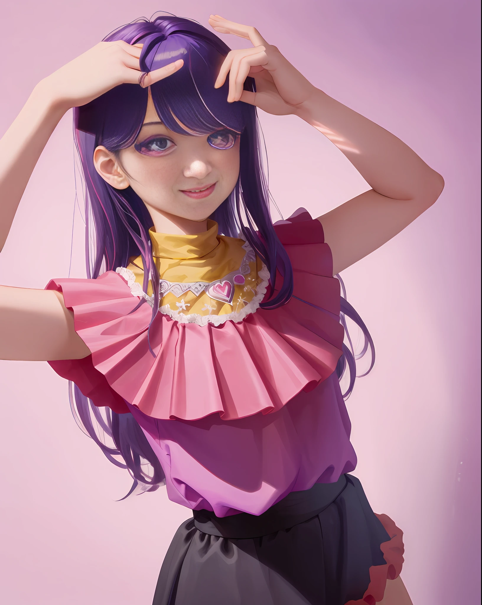 1girl, full body, cowboy shot,
(Rembrandt), illustration, (masterpiece), (best quality), (ultra_detailed), finely detail, (Depth of field),
HshinoAi,gloves, tongue out, tongue, long hair, star \(symbol\), looking at viewer, (purple hair:1.2), purple eyes, upper body, hair ornament, :p, frills, pink shirt, smile, sleeveless, shirt, idol, symbol-shaped pupils, hands up, bangs, one side up, star-shaped pupils, arms up,
dress pull,
Roaring Twenties, isometric, from above, sky, flower, cliff,