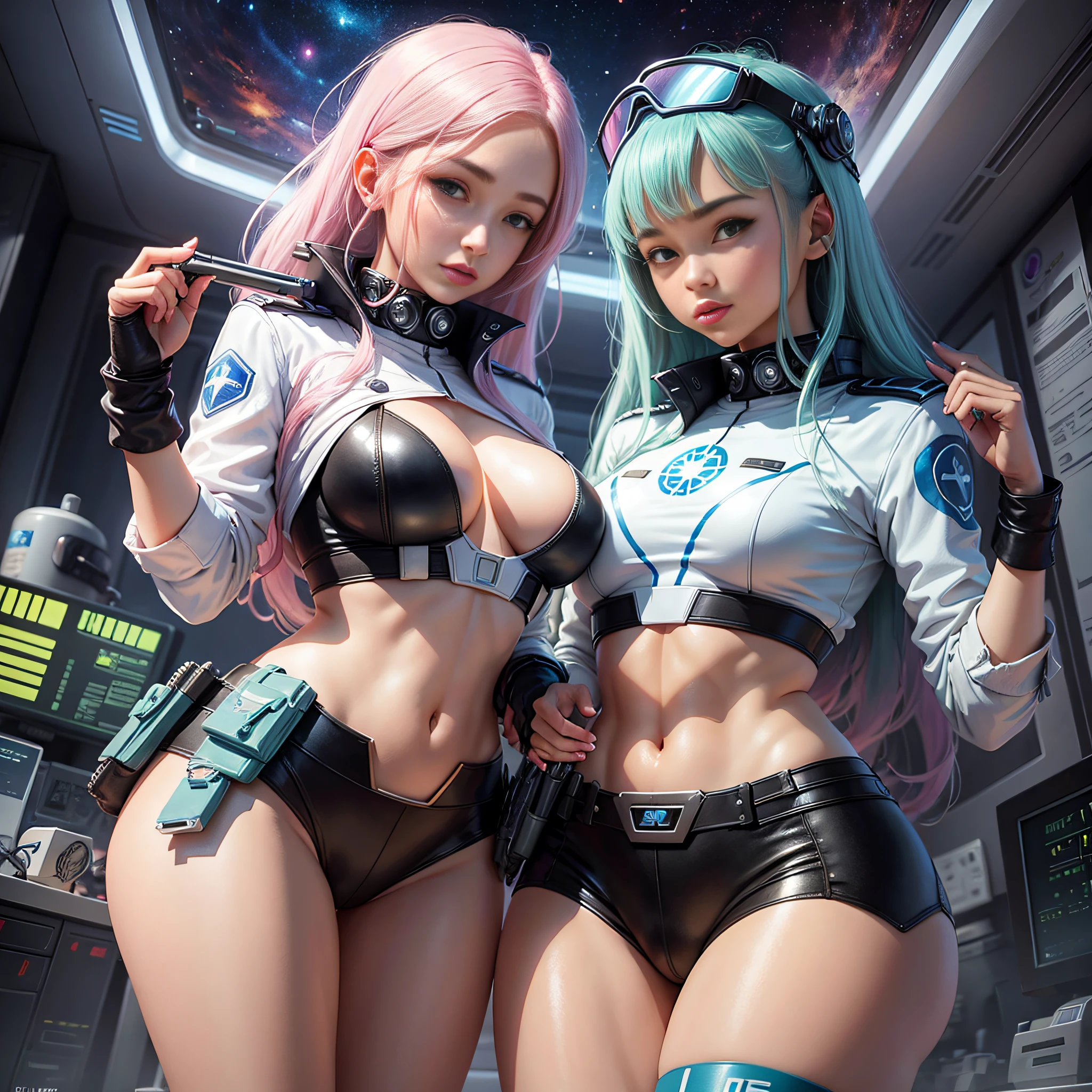 Galactic Federation female investigator, sexy young female duo, Yuri and Kiyui
