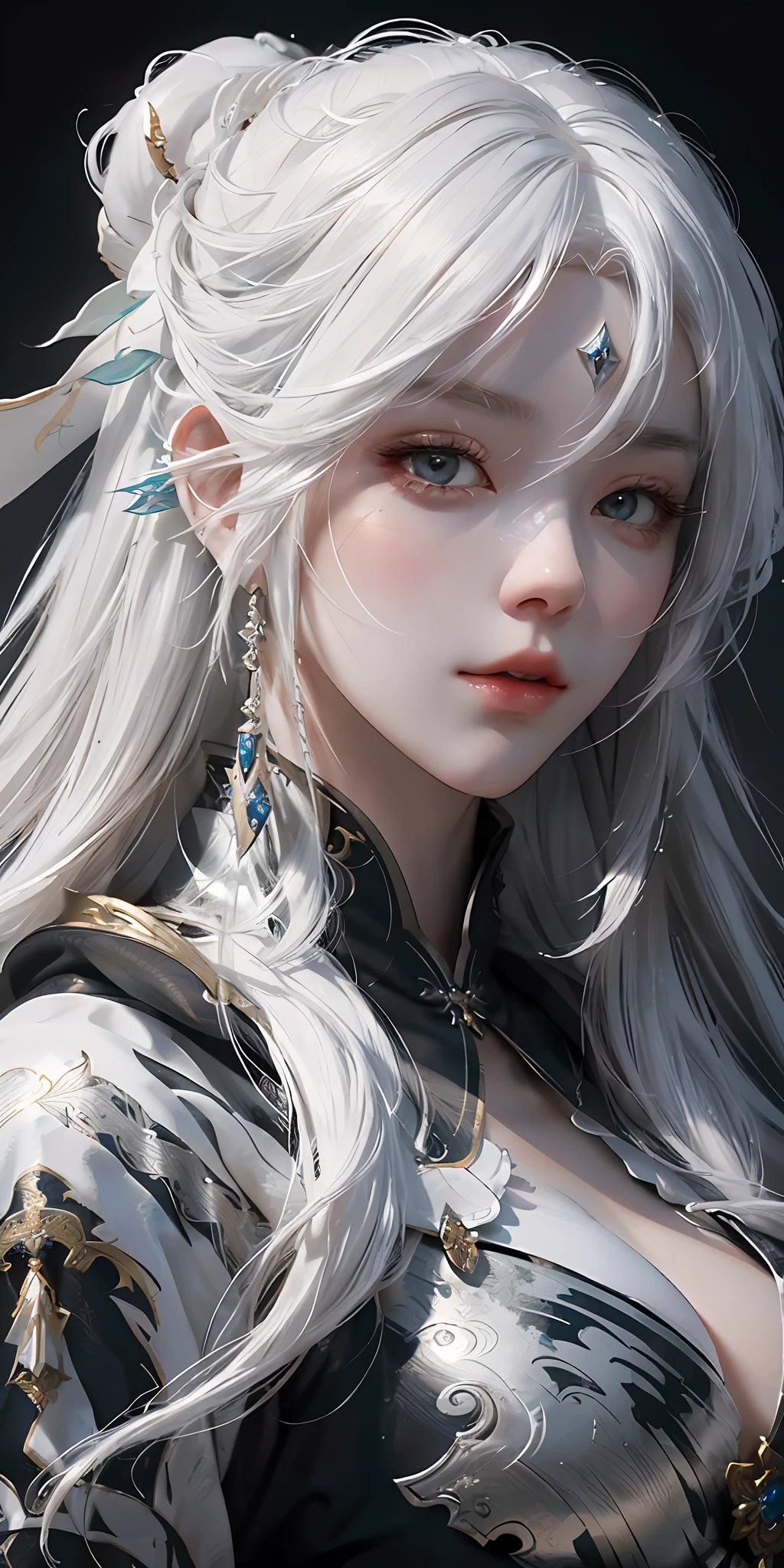 a close up of a woman with white hair and a white mask, beautiful character painting, guweiz, artwork in the style of guweiz, white haired deity, by Yang J, epic exquisite character art, stunning character art, by Fan Qi, by Wuzhun Shifan, guweiz on pixiv artstation