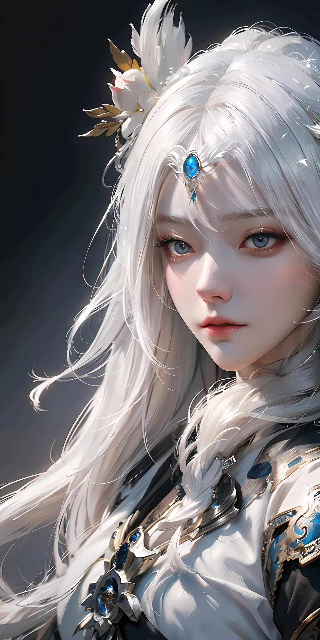 a close up of a woman with white hair and a white mask, beautiful character painting, guweiz, artwork in the style of guweiz, white haired deity, by Yang J, epic exquisite character art, stunning character art, by Fan Qi, by Wuzhun Shifan, guweiz on pixiv artstation