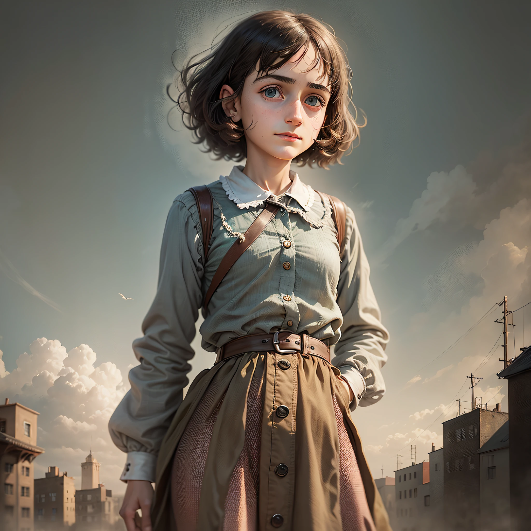 Realistic front view of  Anne Frank --auto --s2