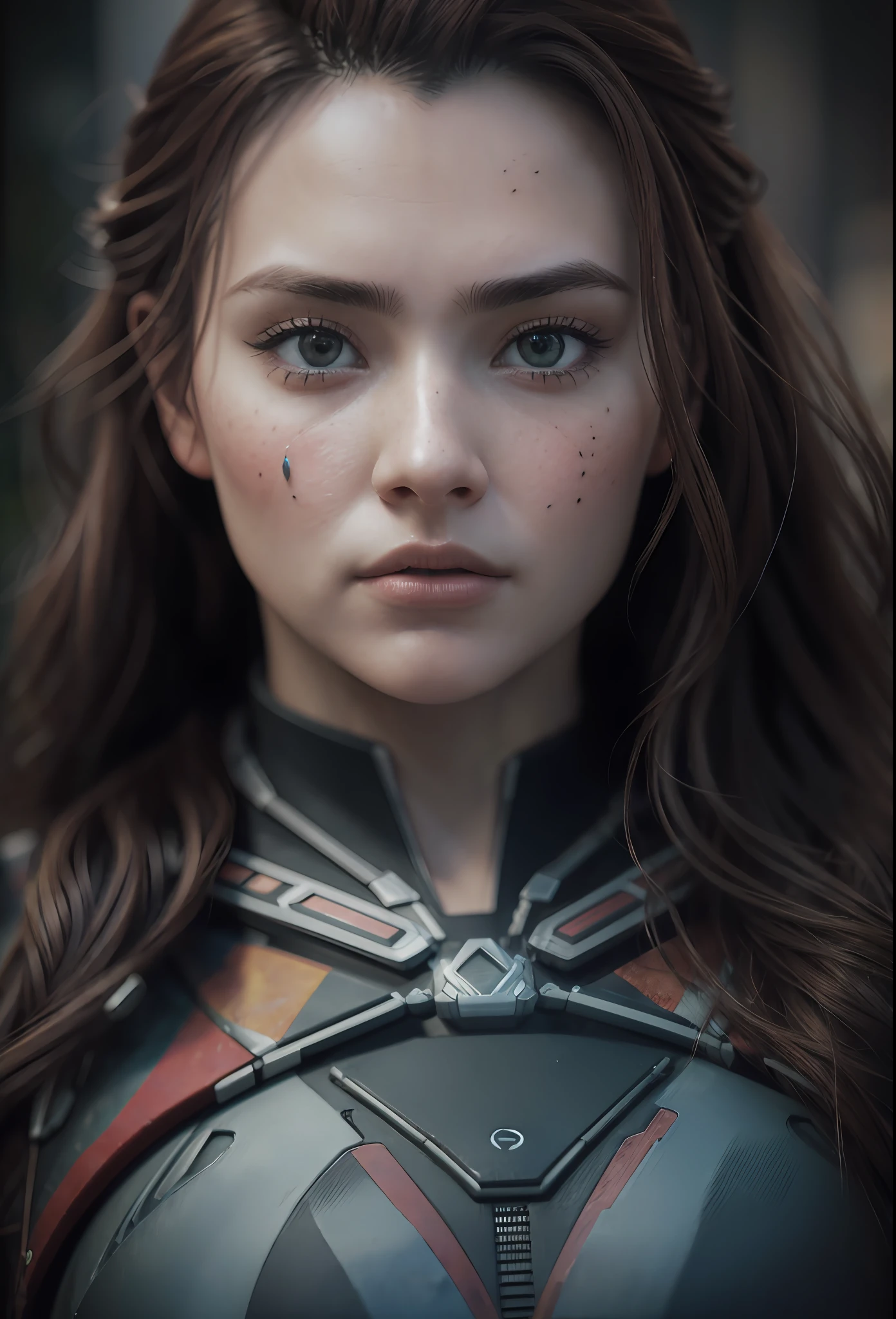 (Cinematic photo: 1. 3), ALOY (Horizon Zero Dawn) car hunter and hunter, ((full-length)), freckles on cheeks and nose, (large breasts), big ass emphasized, beautiful face, deep realism, realistic hair, detailed skin, depth of field, against Tar Cliff, perfectly symmetrical face, realistic proportions, complex, abstract, directional look, cinematic composition, super detailed, realistic, hyper-realistic, volumetric lighting, high-quality digital painting 8k, in the trend for artstation, Style-RustMagic, (beautiful: 1. 4),(attractive: 1.3), beautiful, running on the street of Rio de Janeiro - --auto --s2