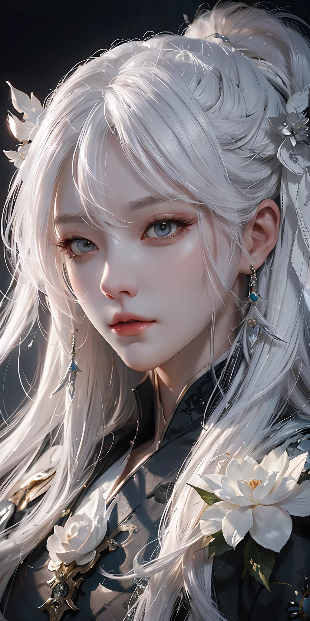 a close up of a woman with white hair and a white mask, beautiful character painting, guweiz, artwork in the style of guweiz, white haired deity, by Yang J, epic exquisite character art, stunning character art, by Fan Qi, by Wuzhun Shifan, guweiz on pixiv artstation