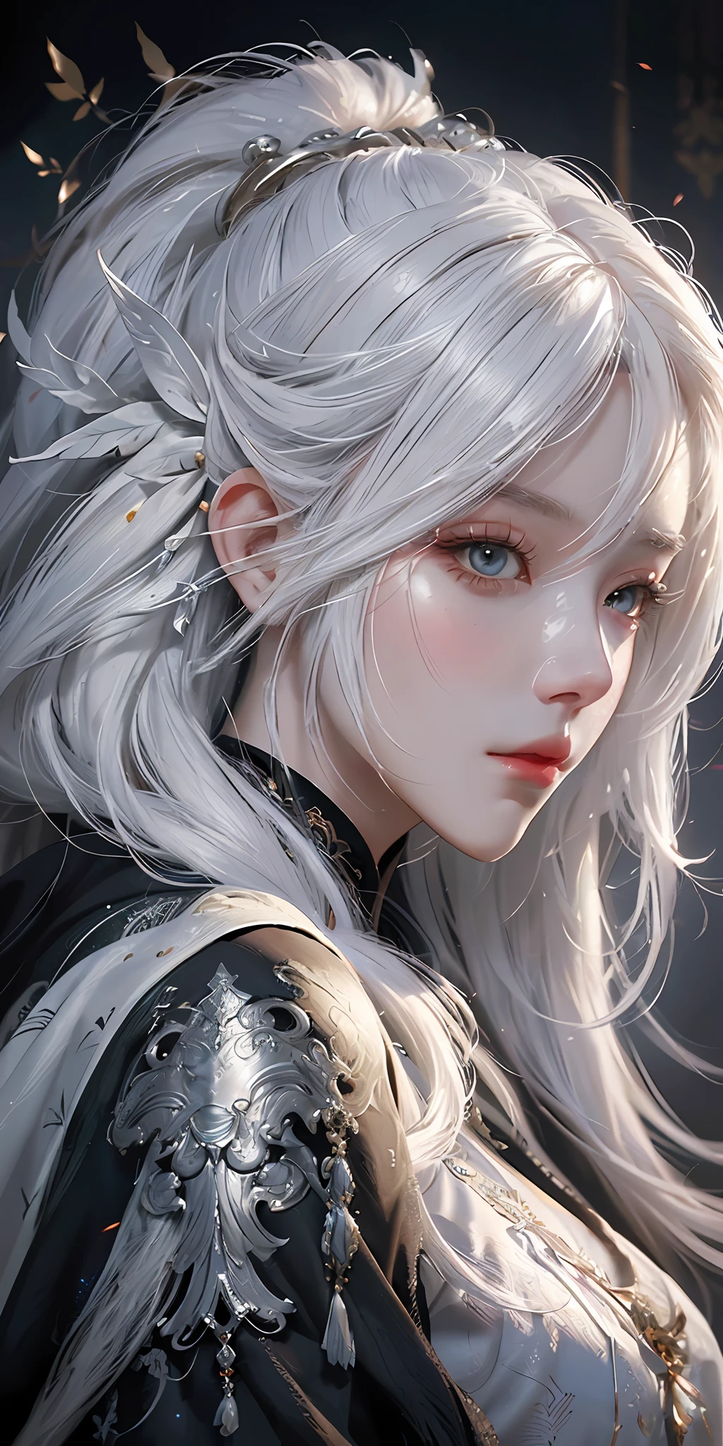 a close up of a woman with white hair and a white mask, beautiful character painting, guweiz, artwork in the style of guweiz, white haired deity, by Yang J, epic exquisite character art, stunning character art, by Fan Qi, by Wuzhun Shifan, guweiz on pixiv artstation