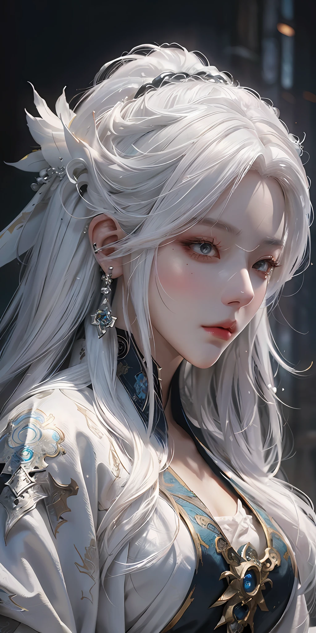 a close up of a woman with white hair and a white mask, beautiful character painting, guweiz, artwork in the style of guweiz, white haired deity, by Yang J, epic exquisite character art, stunning character art, by Fan Qi, by Wuzhun Shifan, guweiz on pixiv artstation