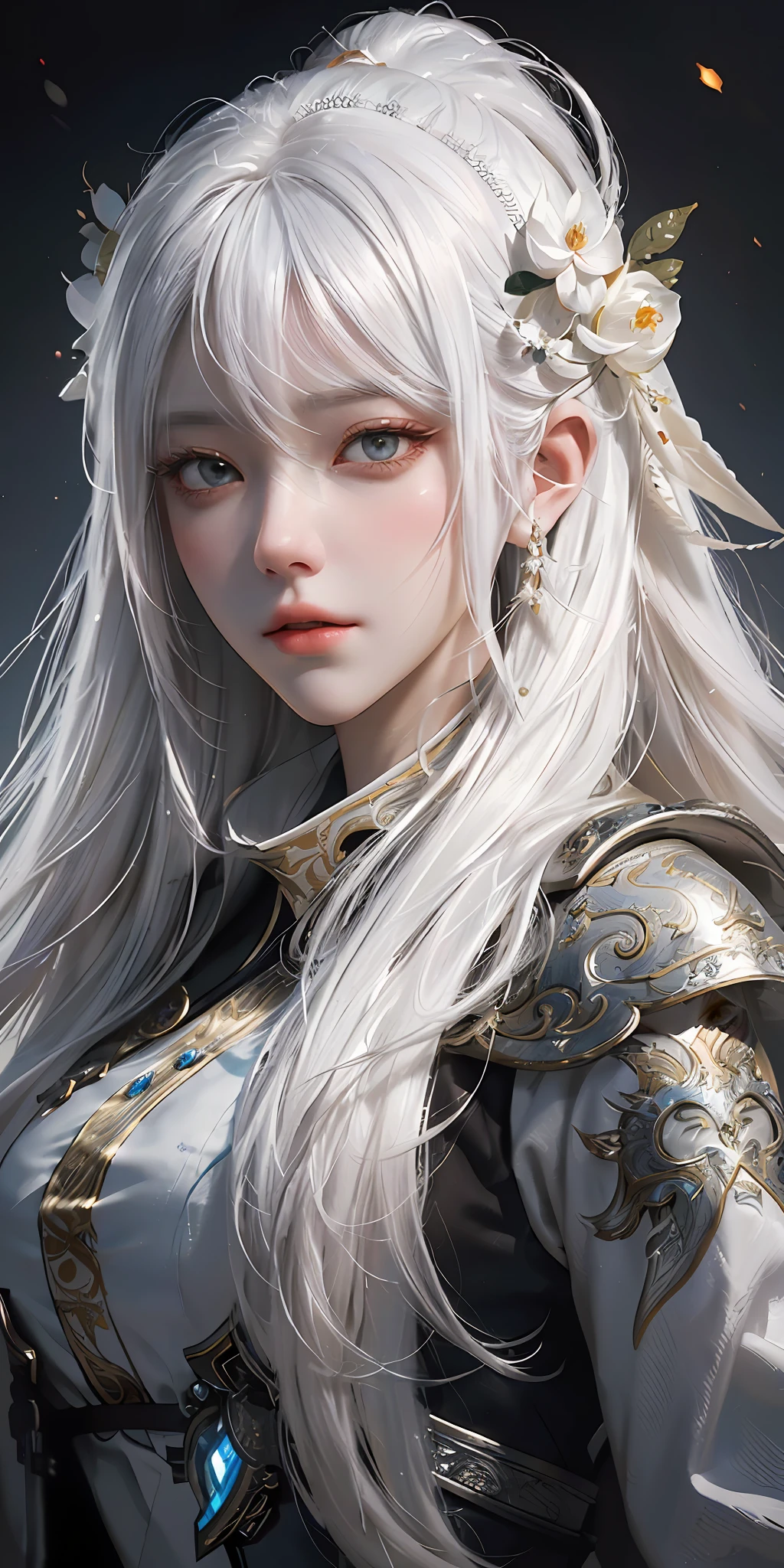 a close up of a woman with white hair and a white mask, beautiful character painting, guweiz, artwork in the style of guweiz, white haired deity, by Yang J, epic exquisite character art, stunning character art, by Fan Qi, by Wuzhun Shifan, guweiz on pixiv artstation