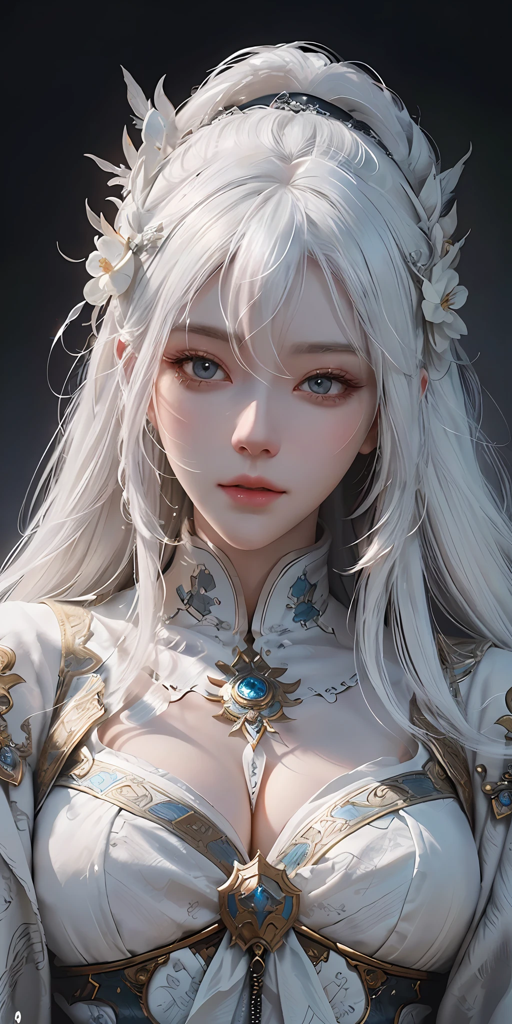 a close up of a woman with white hair and a white mask, beautiful character painting, guweiz, artwork in the style of guweiz, white haired deity, by Yang J, epic exquisite character art, stunning character art, by Fan Qi, by Wuzhun Shifan, guweiz on pixiv artstation
