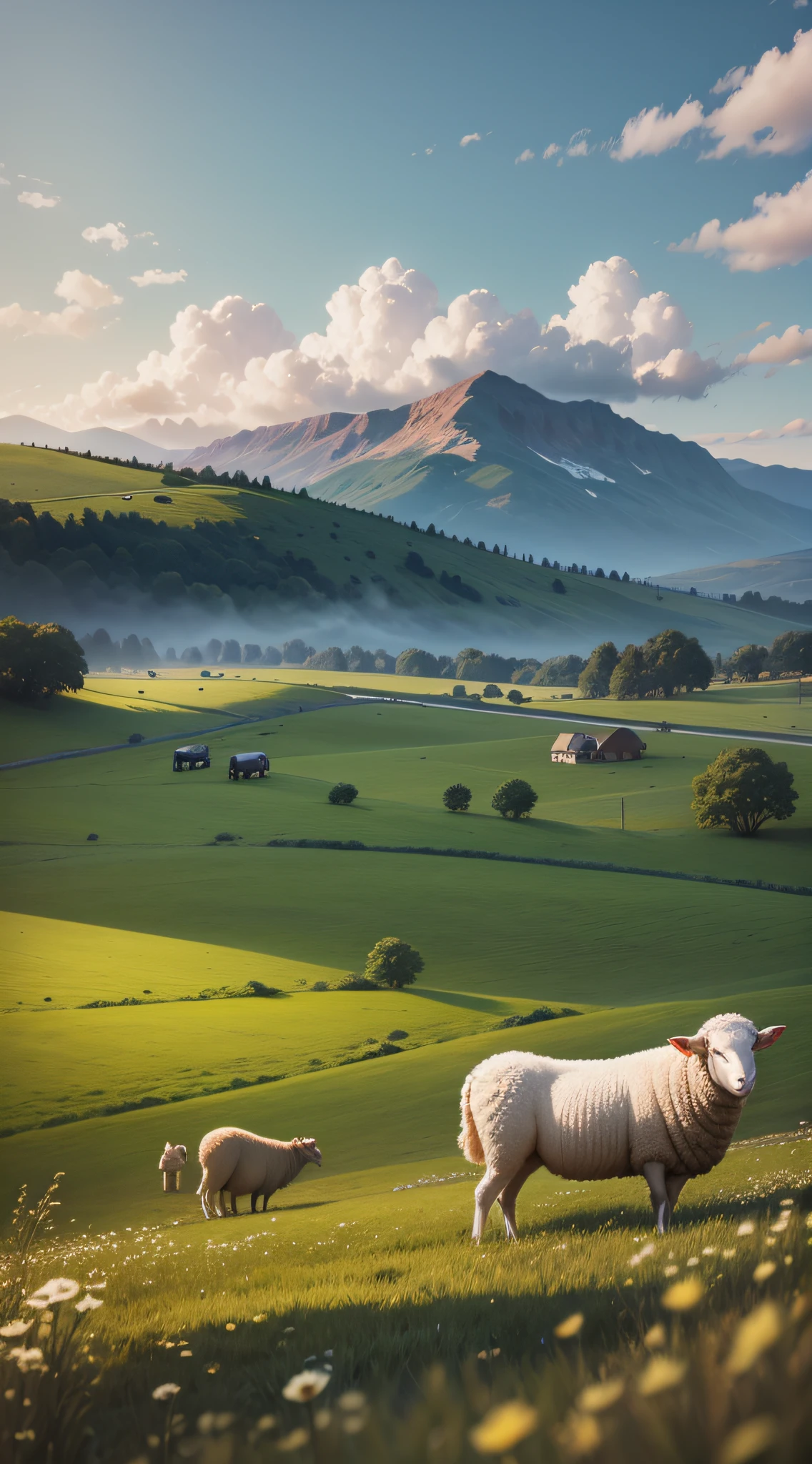 Sheep in the field realistic image --auto --s2